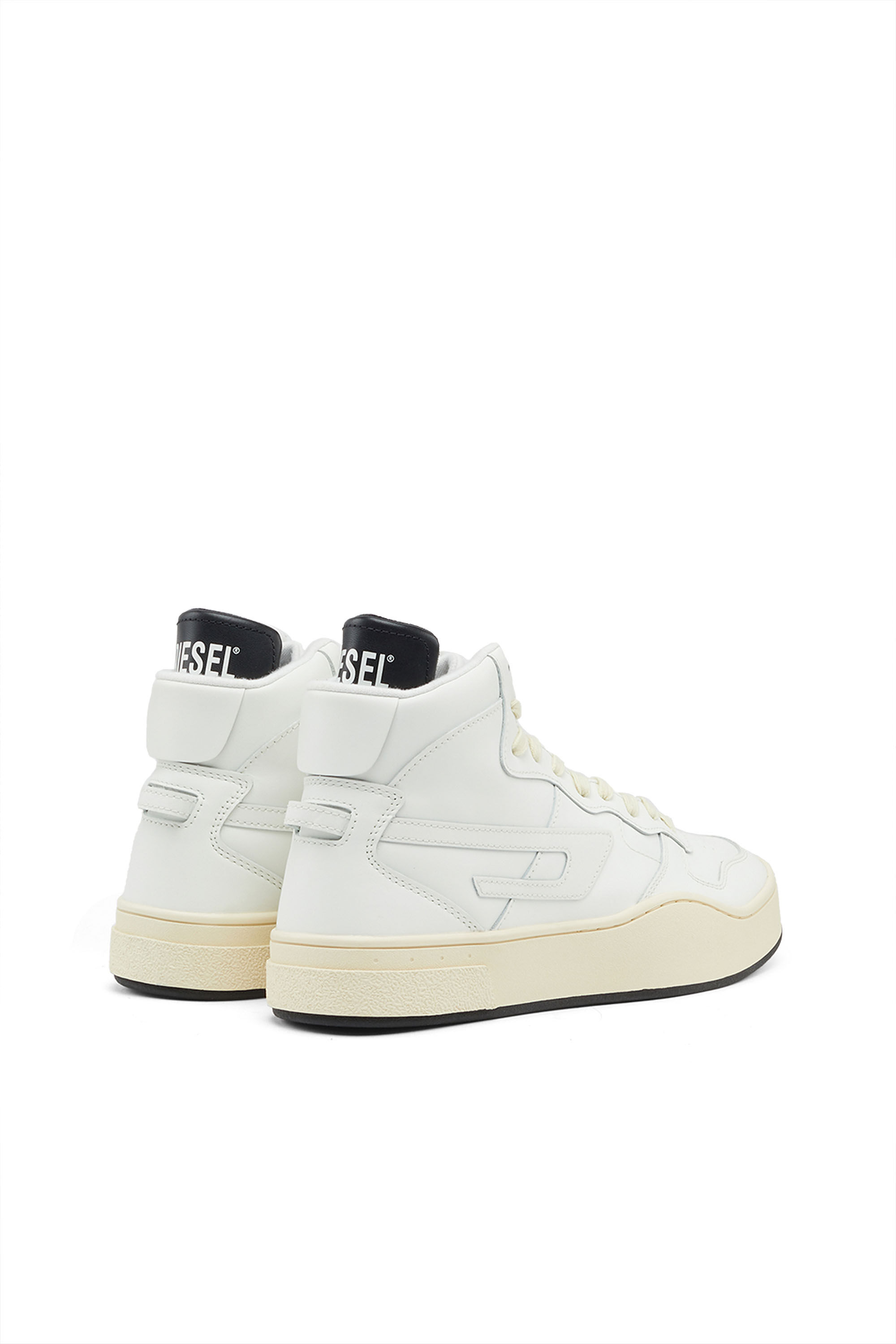 Diesel - S-UKIYO MID, Male's Leather high-top sneakers with D logo in White - 3