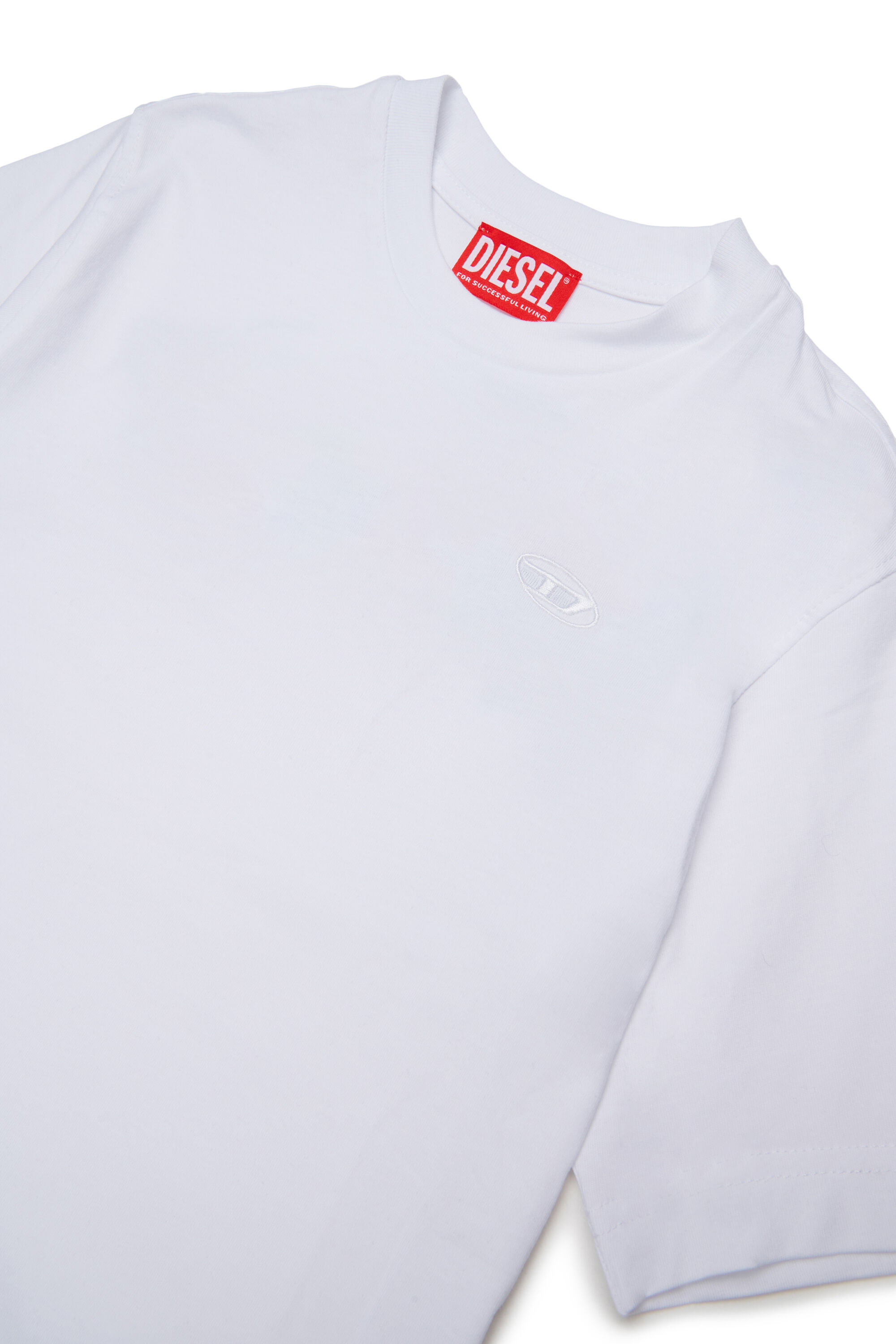 Diesel - TSCRAP OVER, Man's T-shirt with Oval D embroidery and flock print in White - 3