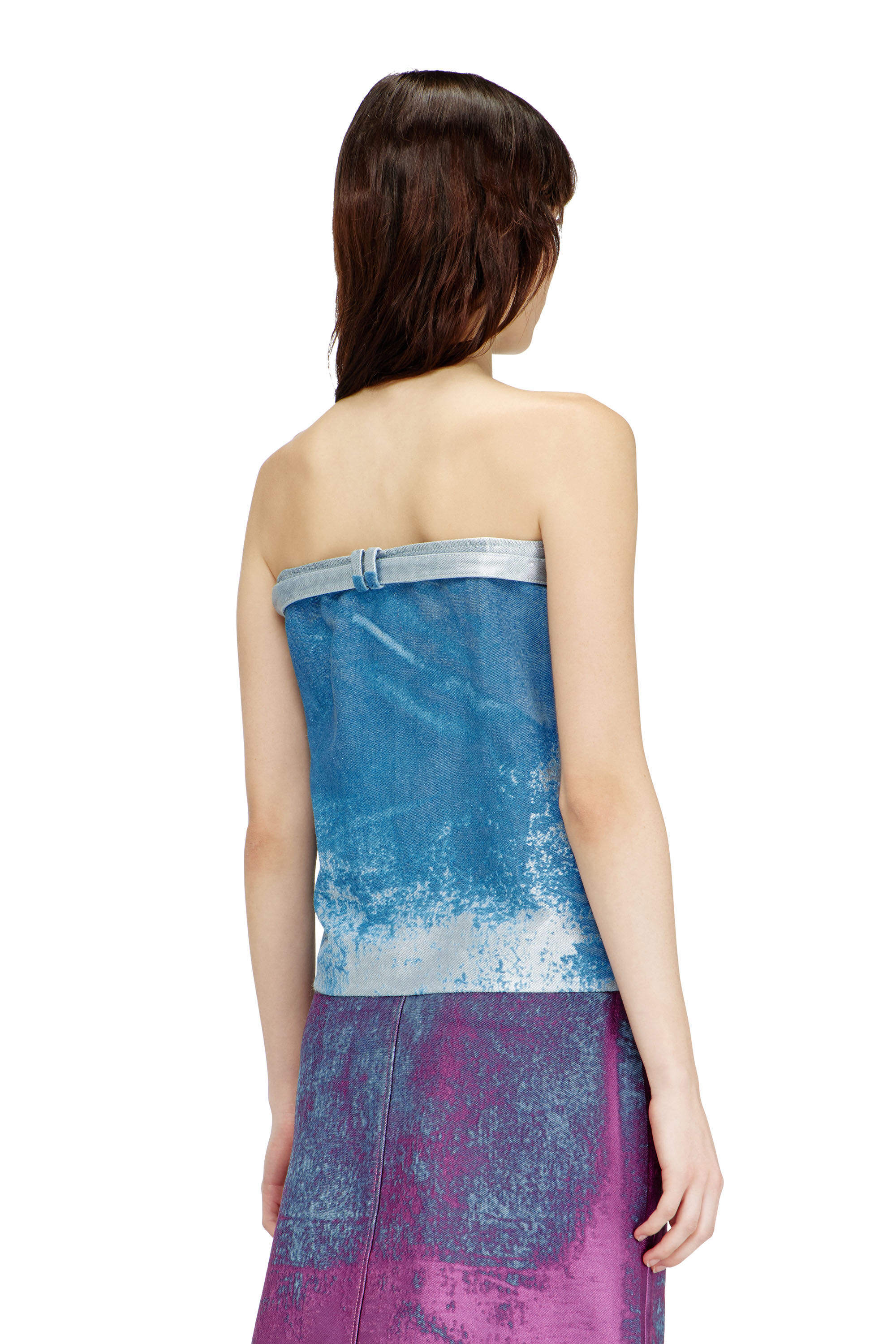 Diesel - DE-SANDIE-FSI, Woman's Sleeveless top in coloured satin denim in Blue - 5