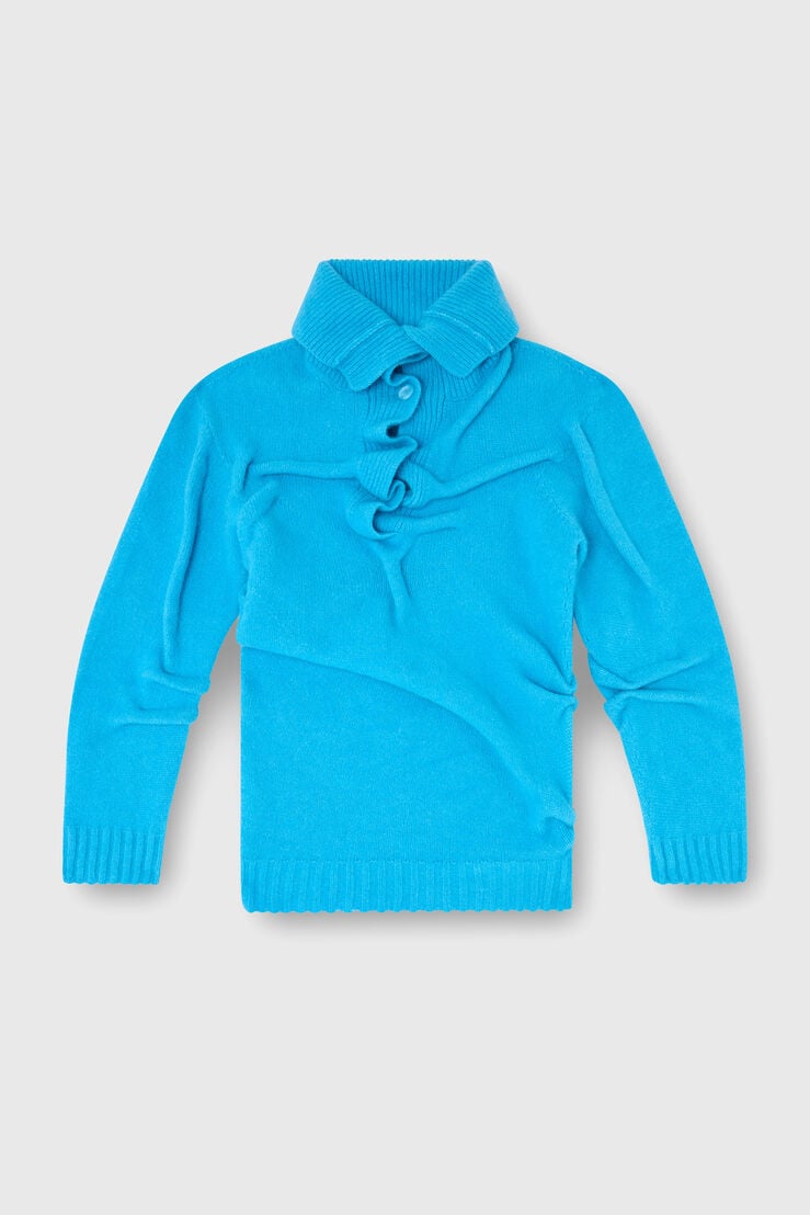 Button-neck jumper in wrinkled boiled knit by Diesel