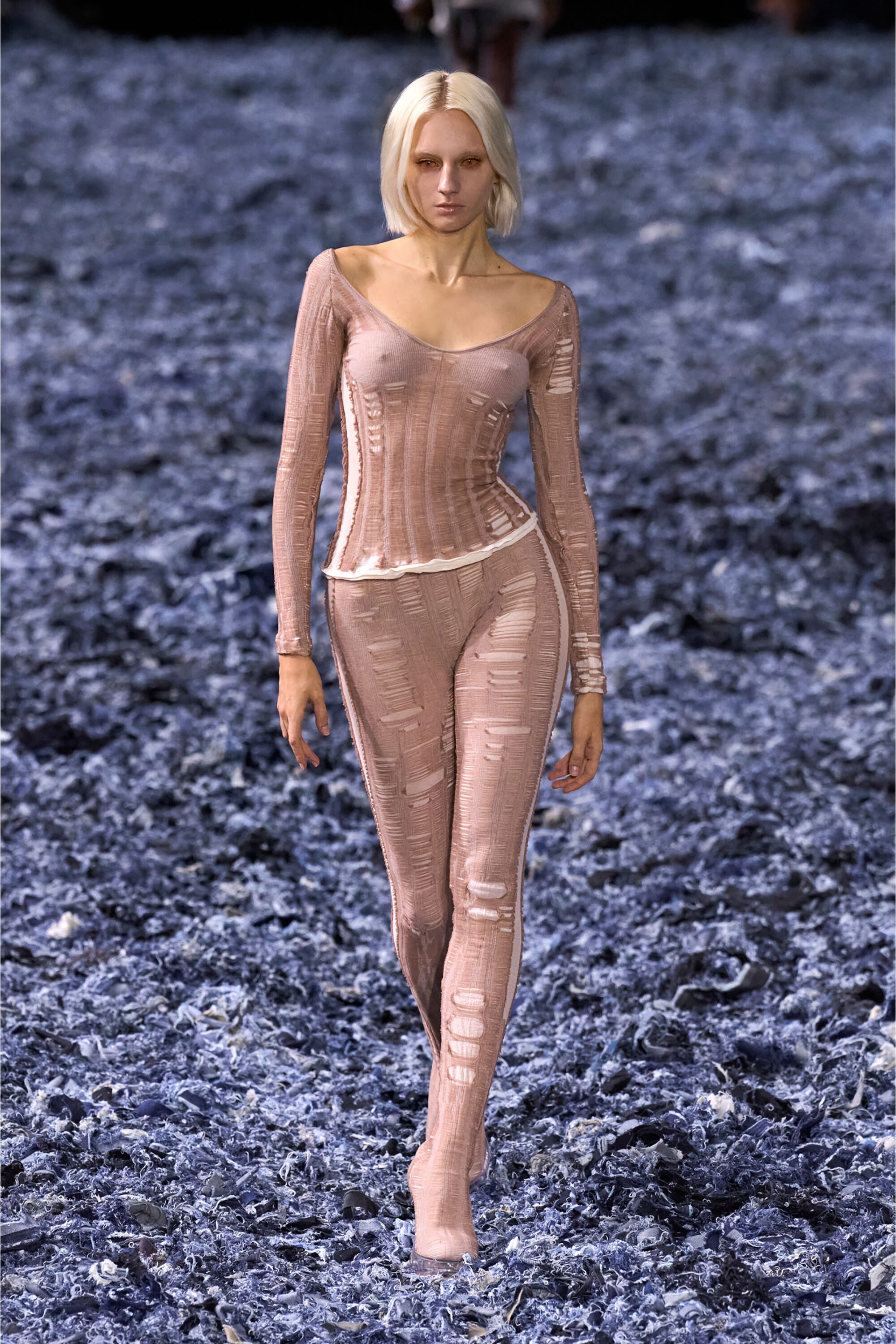 Diesel - M-CALAI, Female's Seamless top with lingerie illusion in Beige - 6