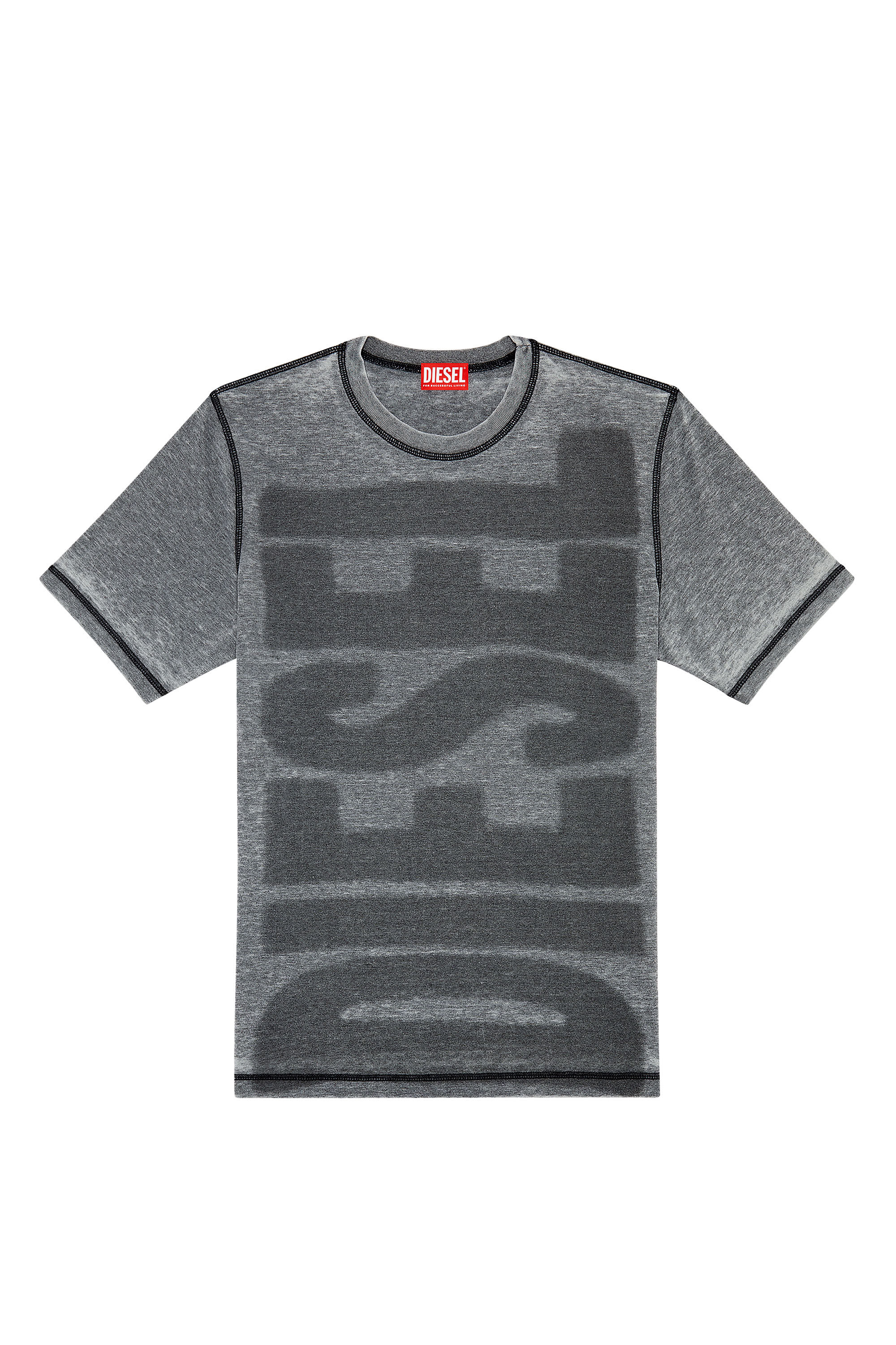Diesel - T-JUST-L1, Male's T-shirt with burn-out logo in Black - 2