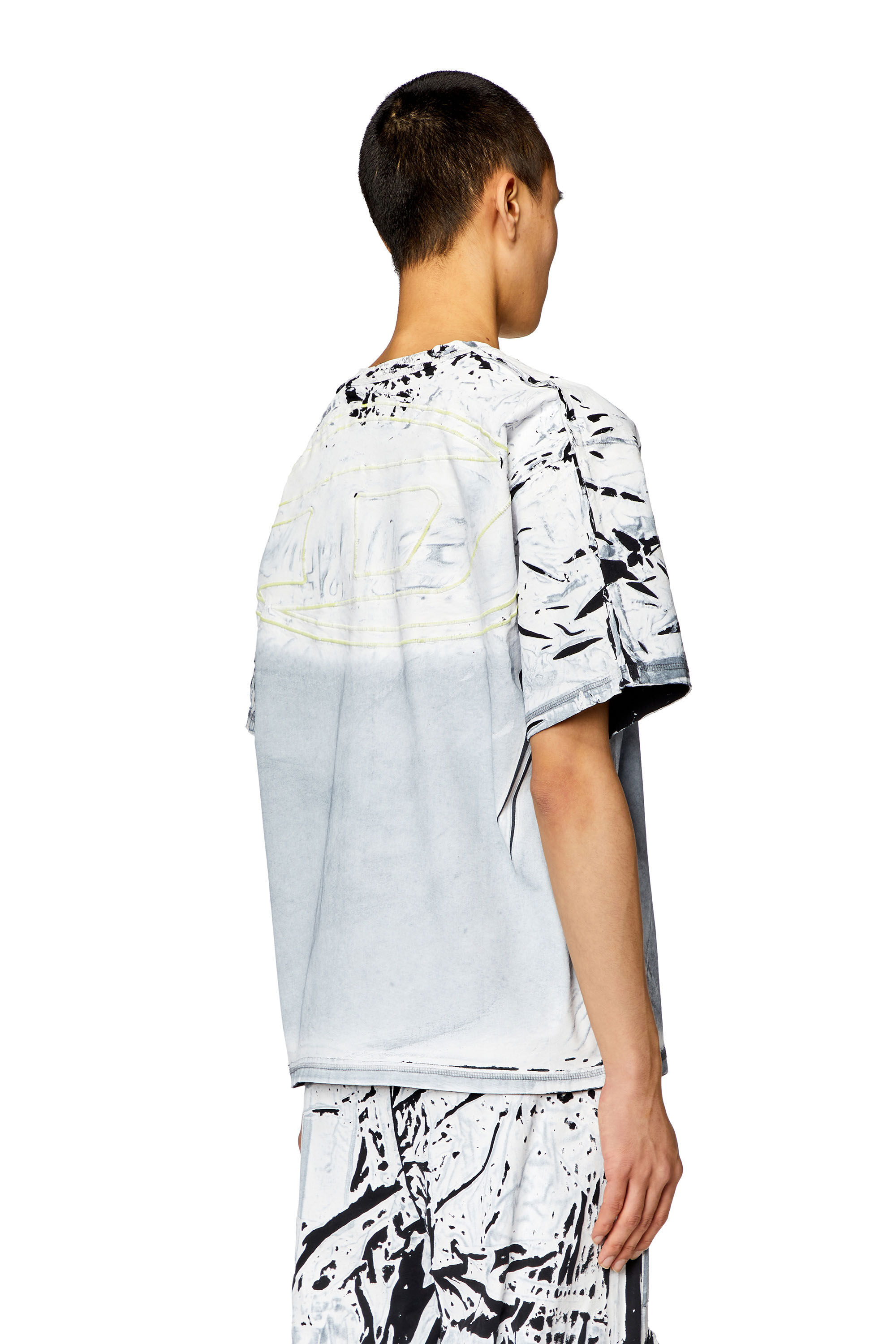 Diesel - T-OX, Male's T-shirt with chalk-effect print in Blue/White - 4