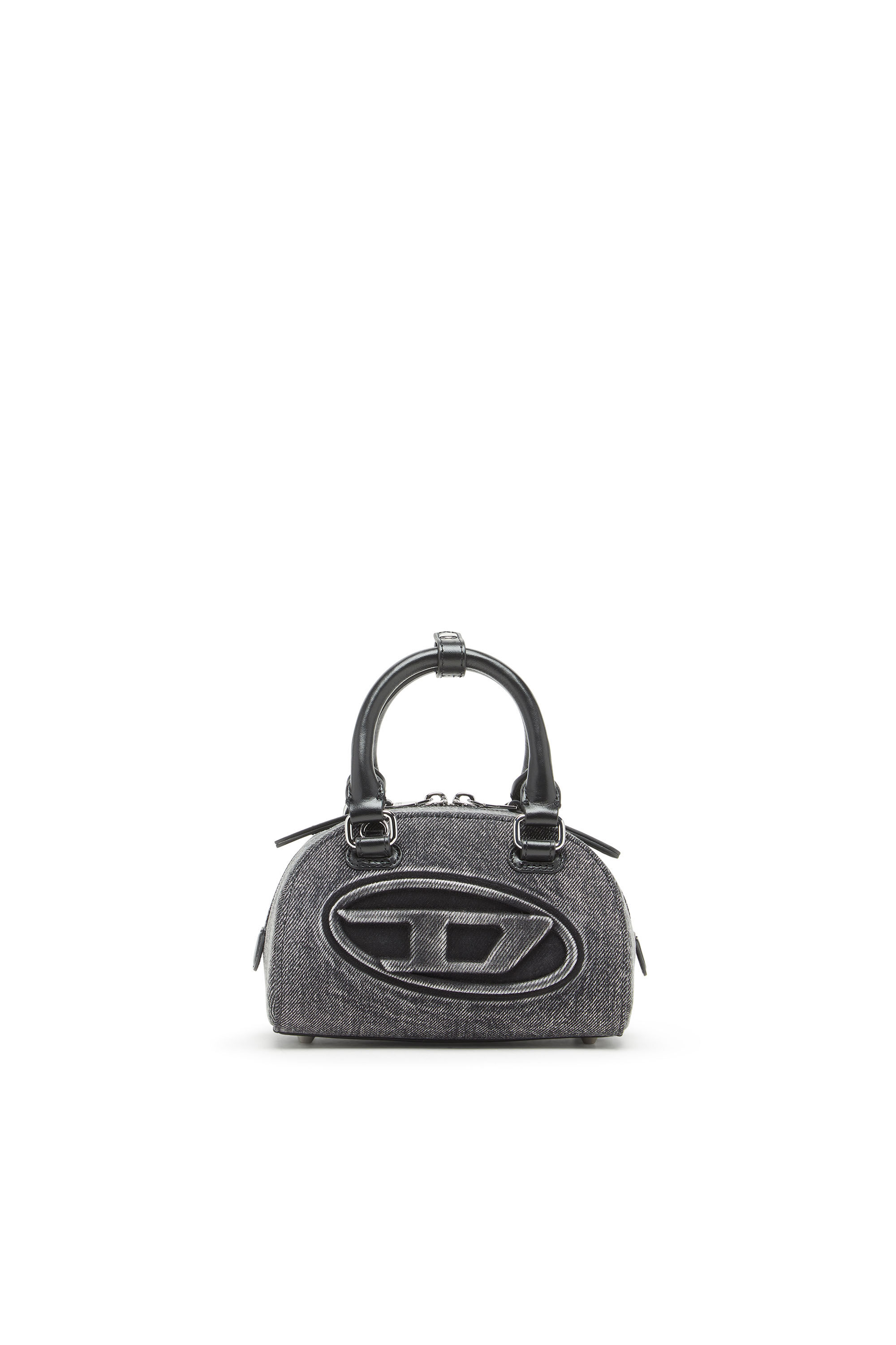 Women's 1DR Dome-Mini bowling bag in washed denim | Grey | Diesel