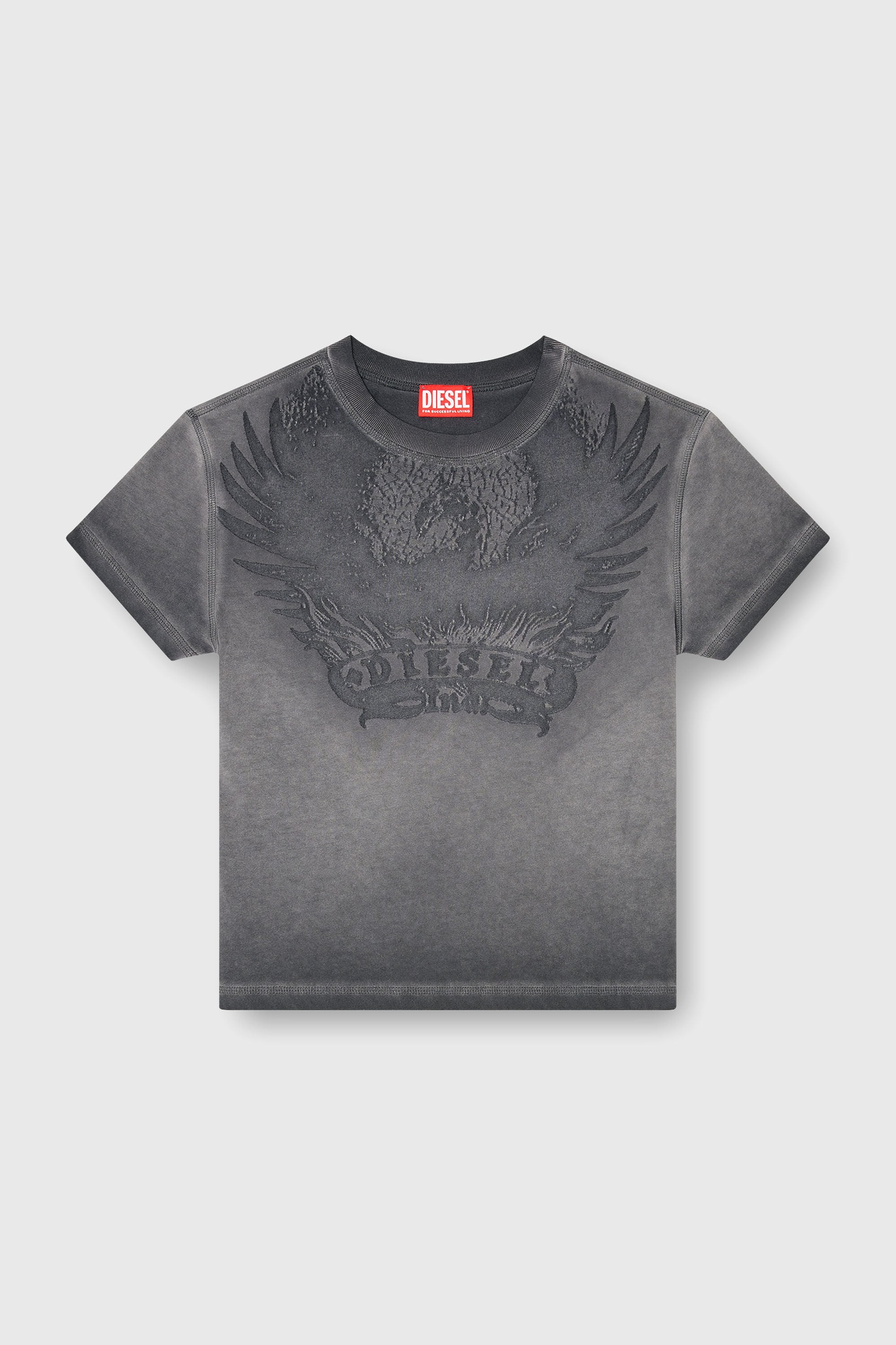 Diesel - T-ILA-AA7, T-shirt slim avec d&eacute;vor&eacute; Phoenix Femme in Gris - 2