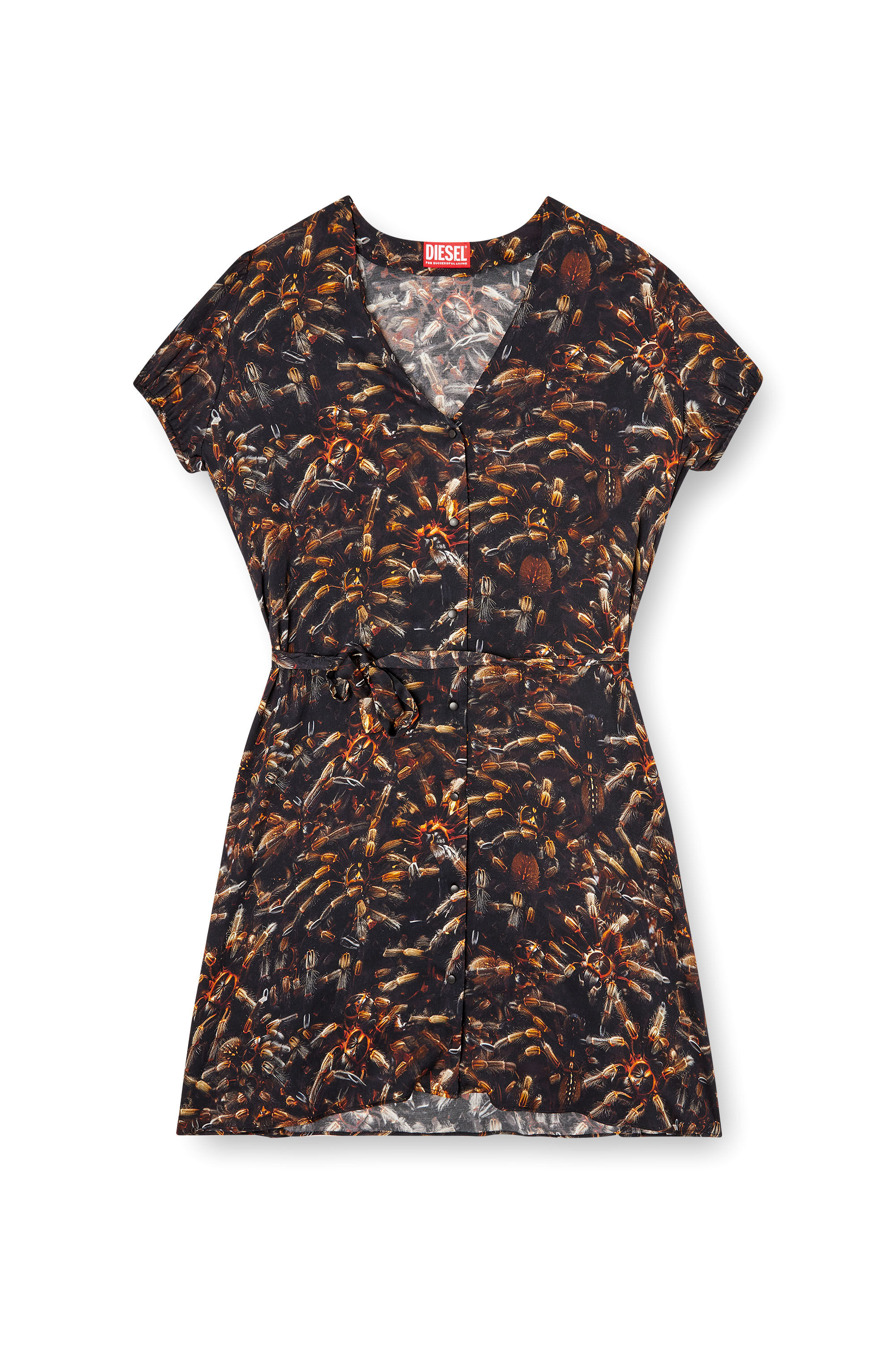 Diesel - D-OLLISH, Robe en viscose avec ceinture à la taille Femme in Noir - 2