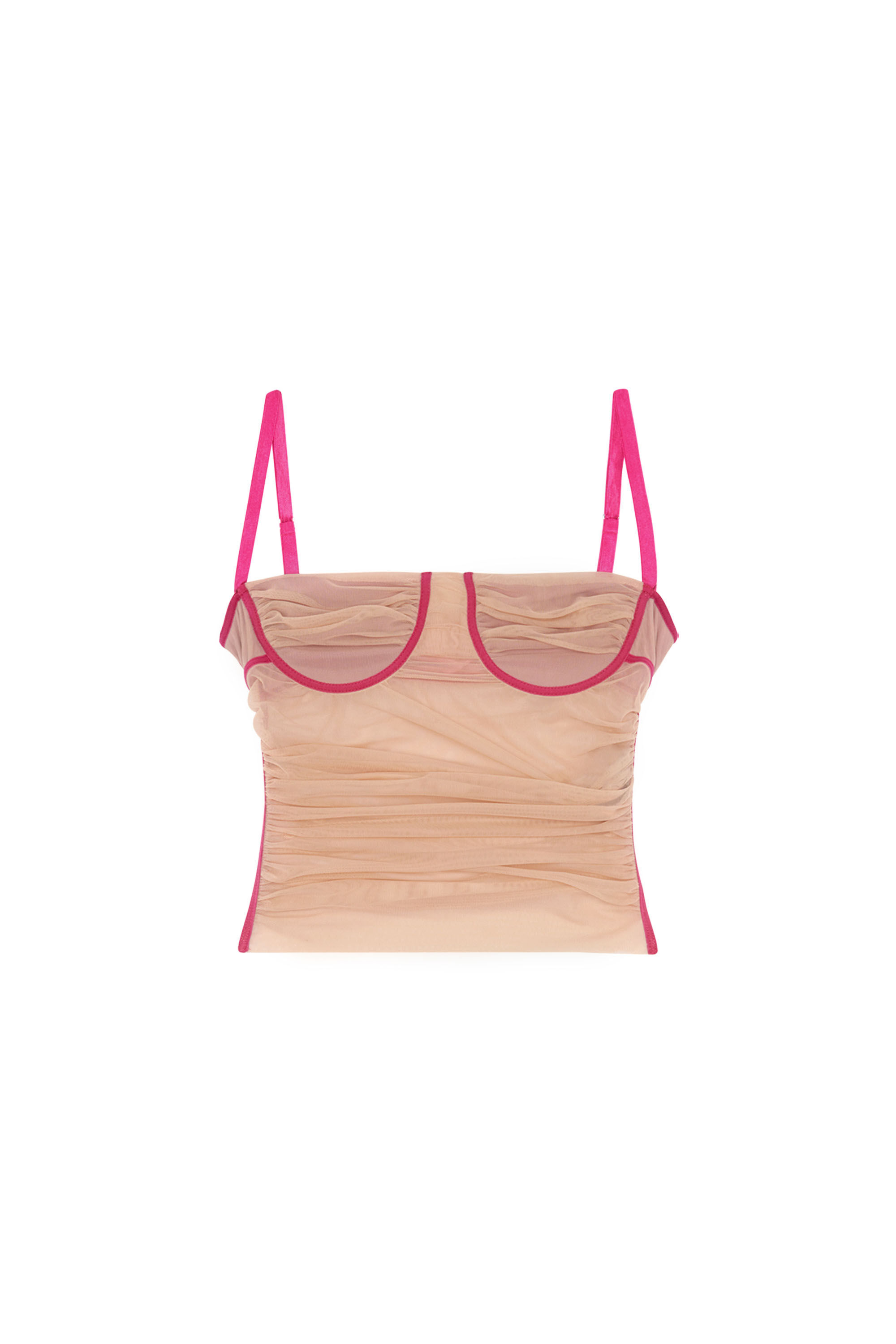 Diesel - T-HAILYNA, Female's Ruched mesh top with binding in Face Powder - 2