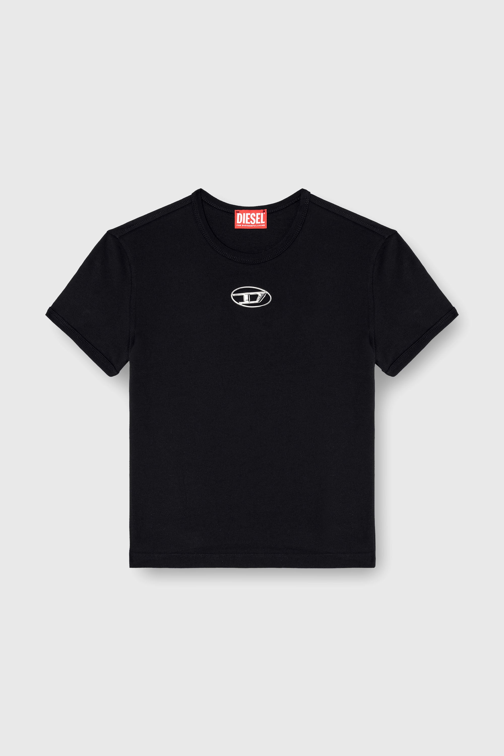 Diesel ブラックカットソー Women's Slim fit T-shirt with cut-out Oval D | Black | Diesel