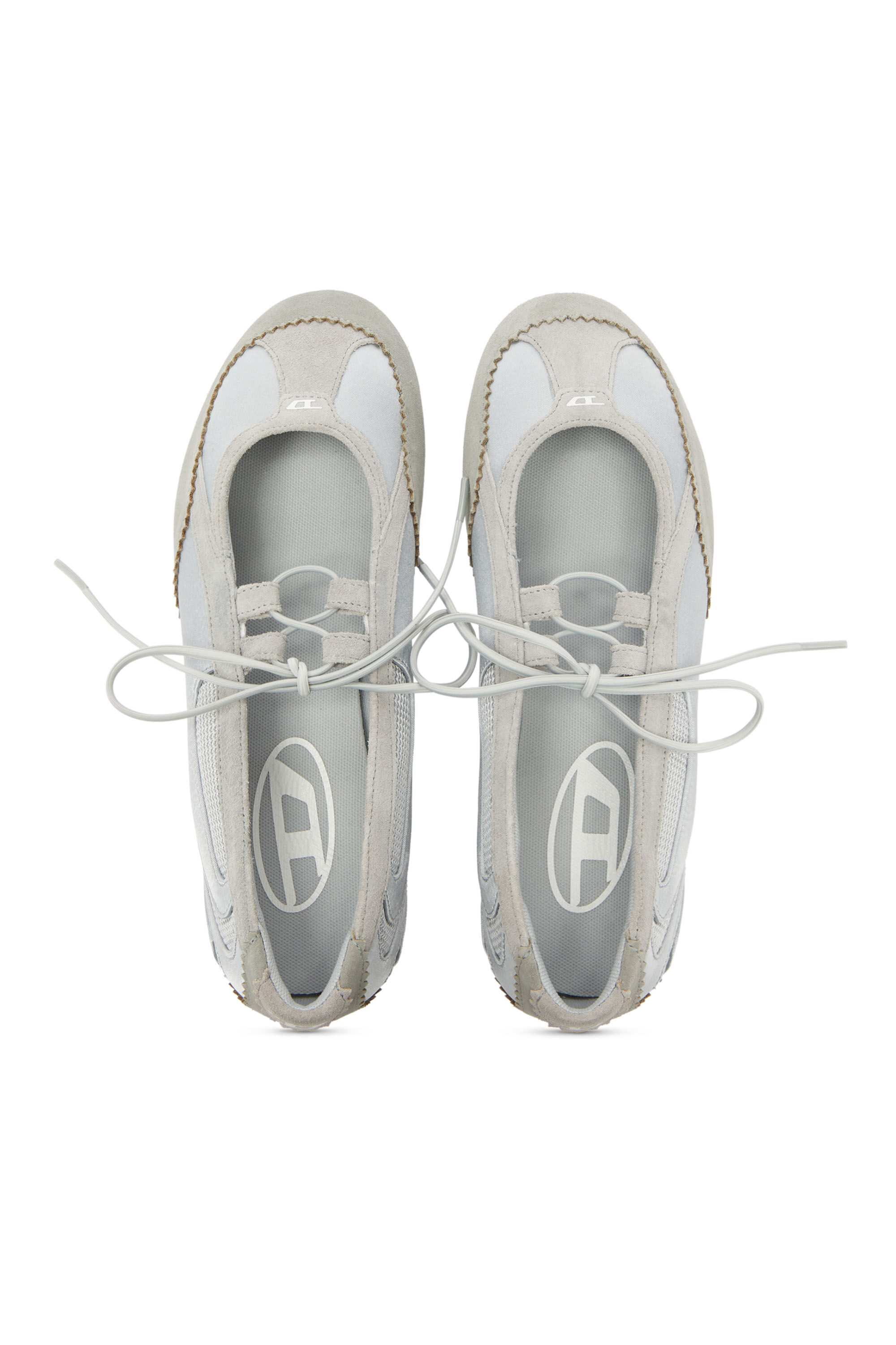 Diesel - D-MILE BALLERINA LACE UP II W, D-Mile - Bailarinas en piel y malla Mujer in Gris - 4