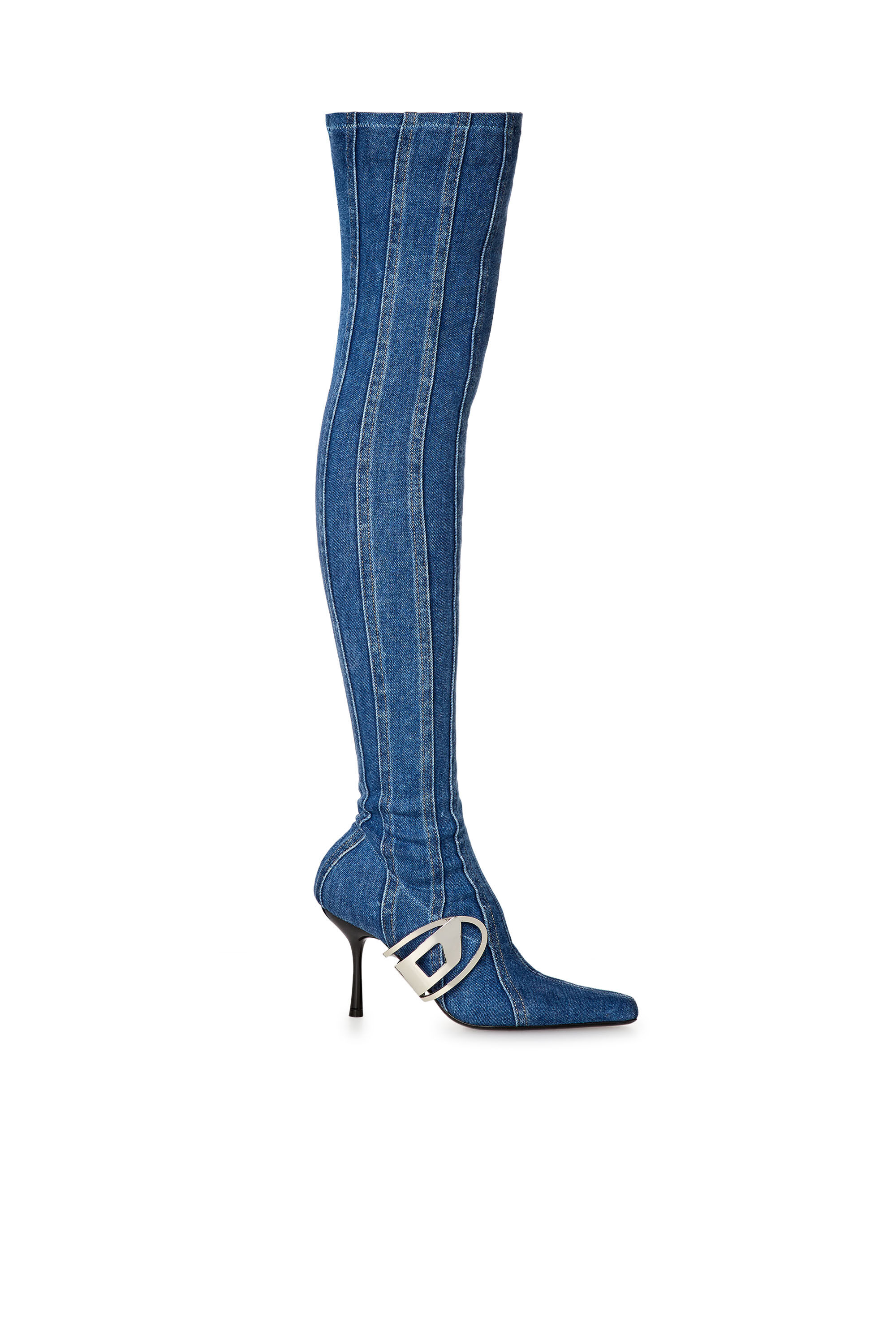 Diesel - D-ECLIPSE TBT C, Female's D-Eclipse TBT C - Thigh-high boot in stretch denim in Blue - 1