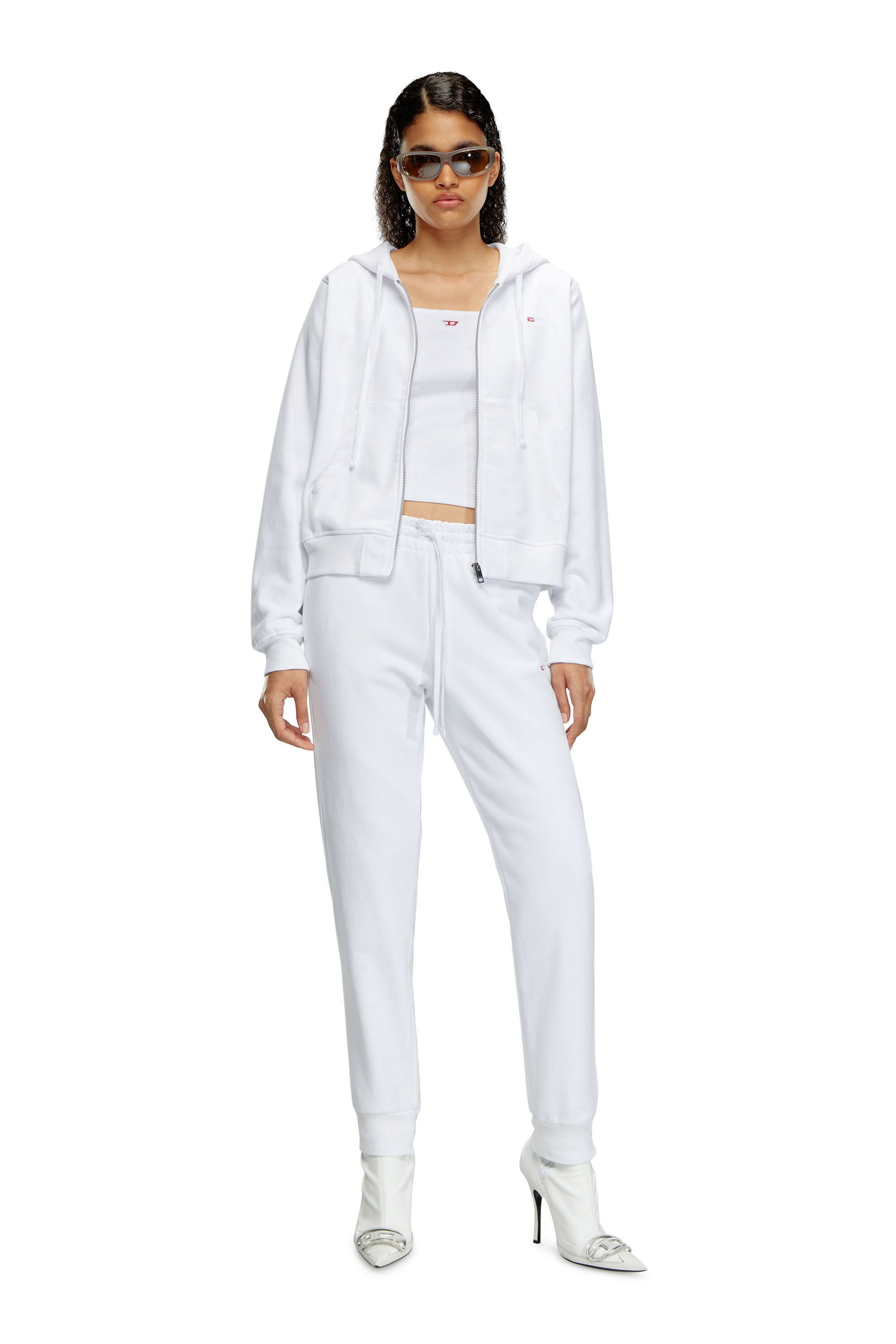 Diesel - F-REGGY-HOOD-ZIP-MICRODIV, Woman's Hoodie with embroidered micro logo in White - 1
