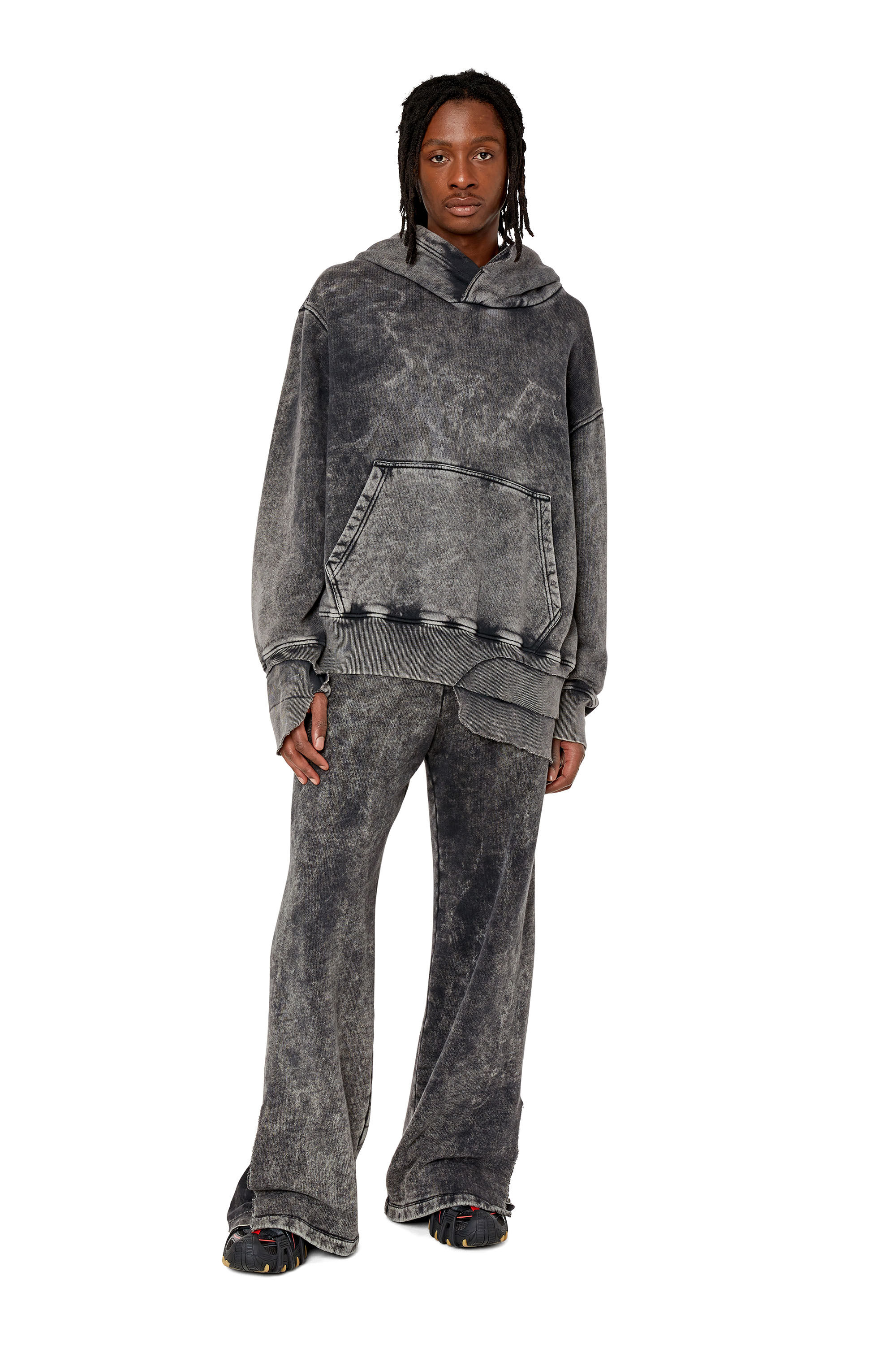 Diesel - S-TOPPER, Sweat-shirt à capuche avec détails superposés Homme in Noir - 1