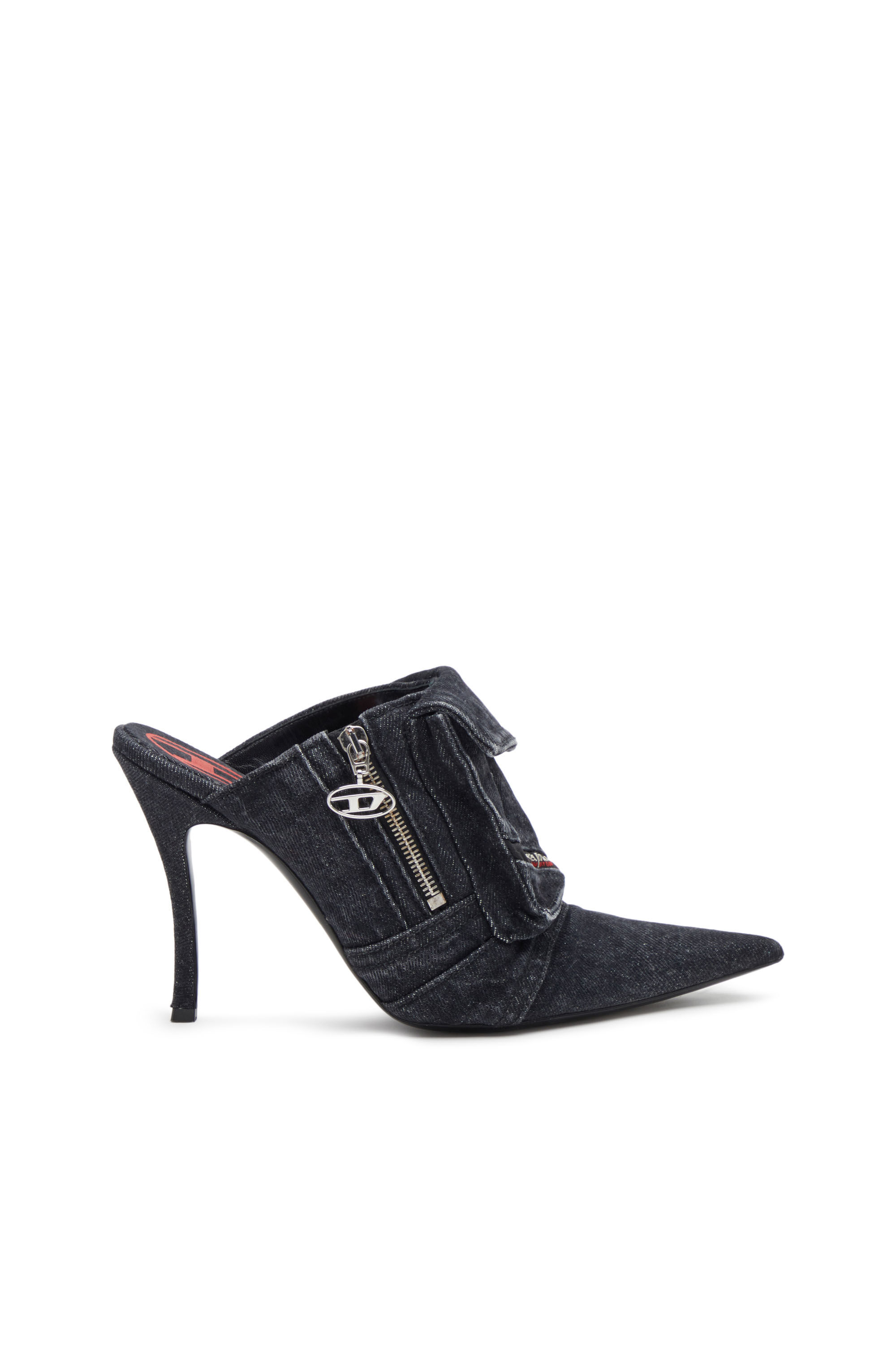 D-VENUS POCKET ML Woman: Heeled mules in sun-faded denim | Diesel D-VENUS POCKET ML Woman: Heeled mules in sun-faded denim | Diesel
