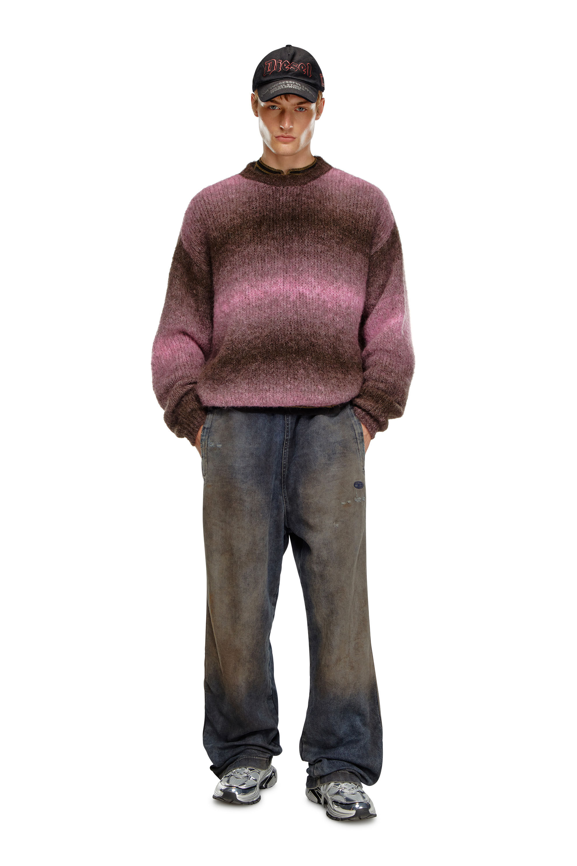 Diesel - K-RASTA, Pull effet dégradé en mélange d'alpaga Homme in Violet - 1