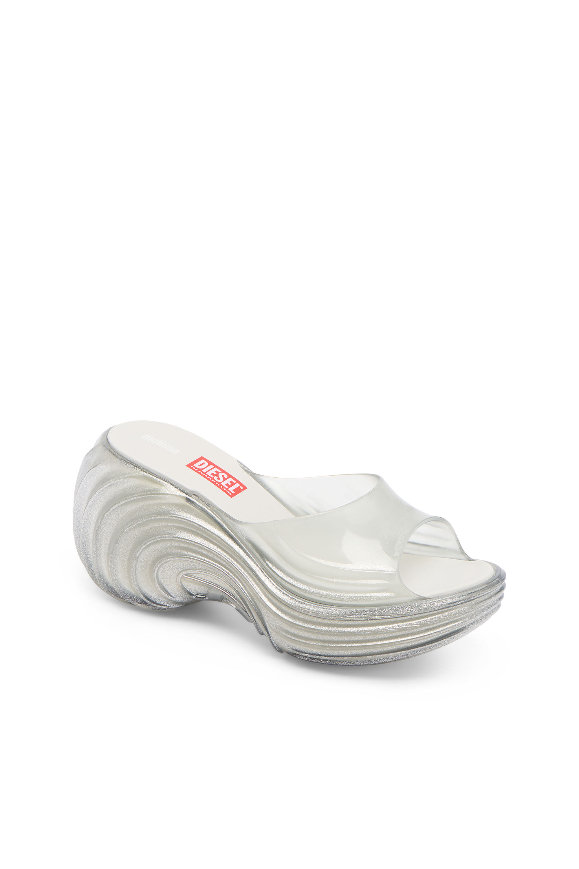 Women's Platform mule in Melflex® | Silver | Diesel
