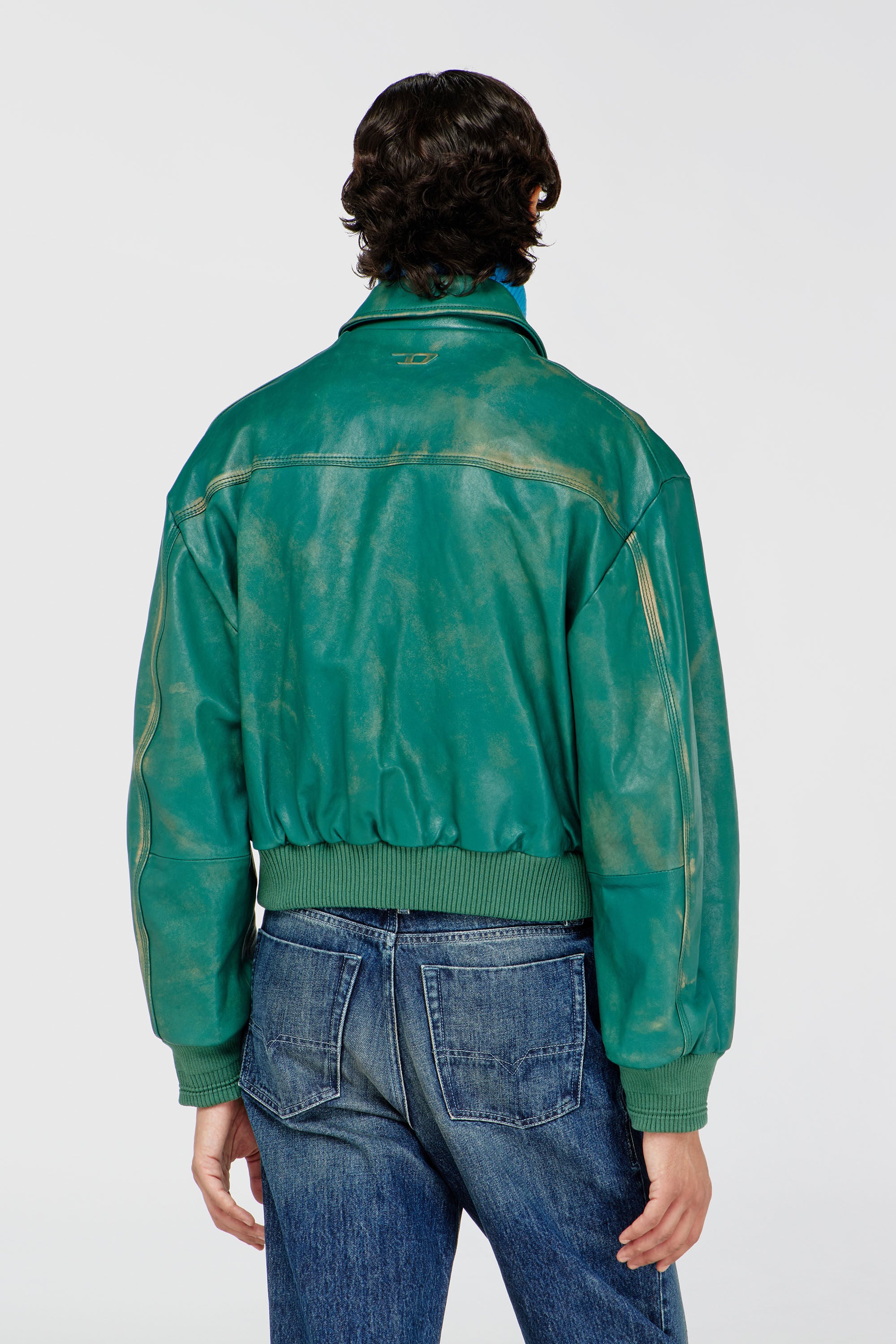 Men's Aviator jacket in treated leather | Green | Diesel US
