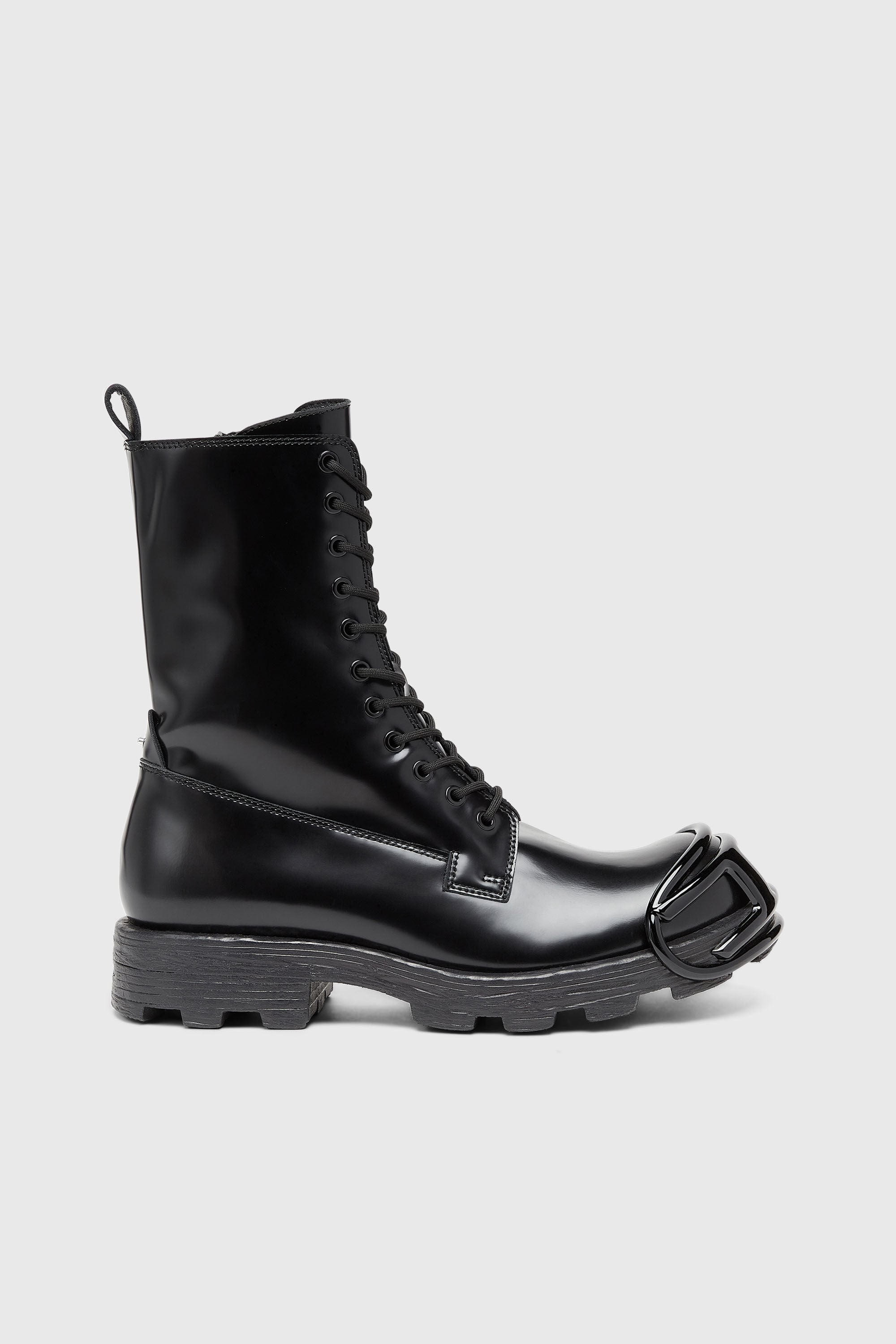 Men's D-Hammer-Leather boots with oval D toe guard | Black | Diesel US