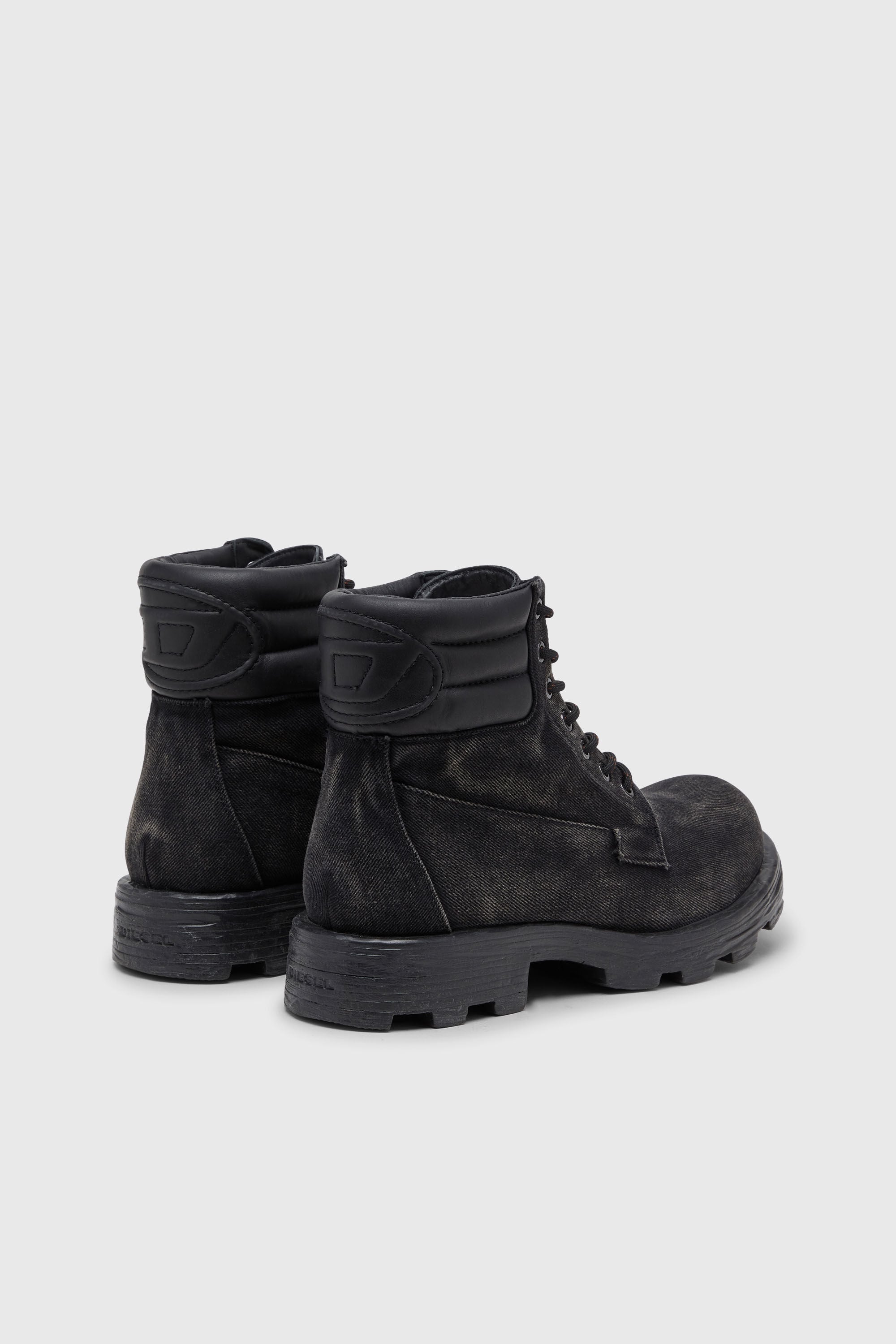 Diesel - D-HAMMER LACE UP, Male's D-Hammer-Combat boots in denim and leather in Black - 3