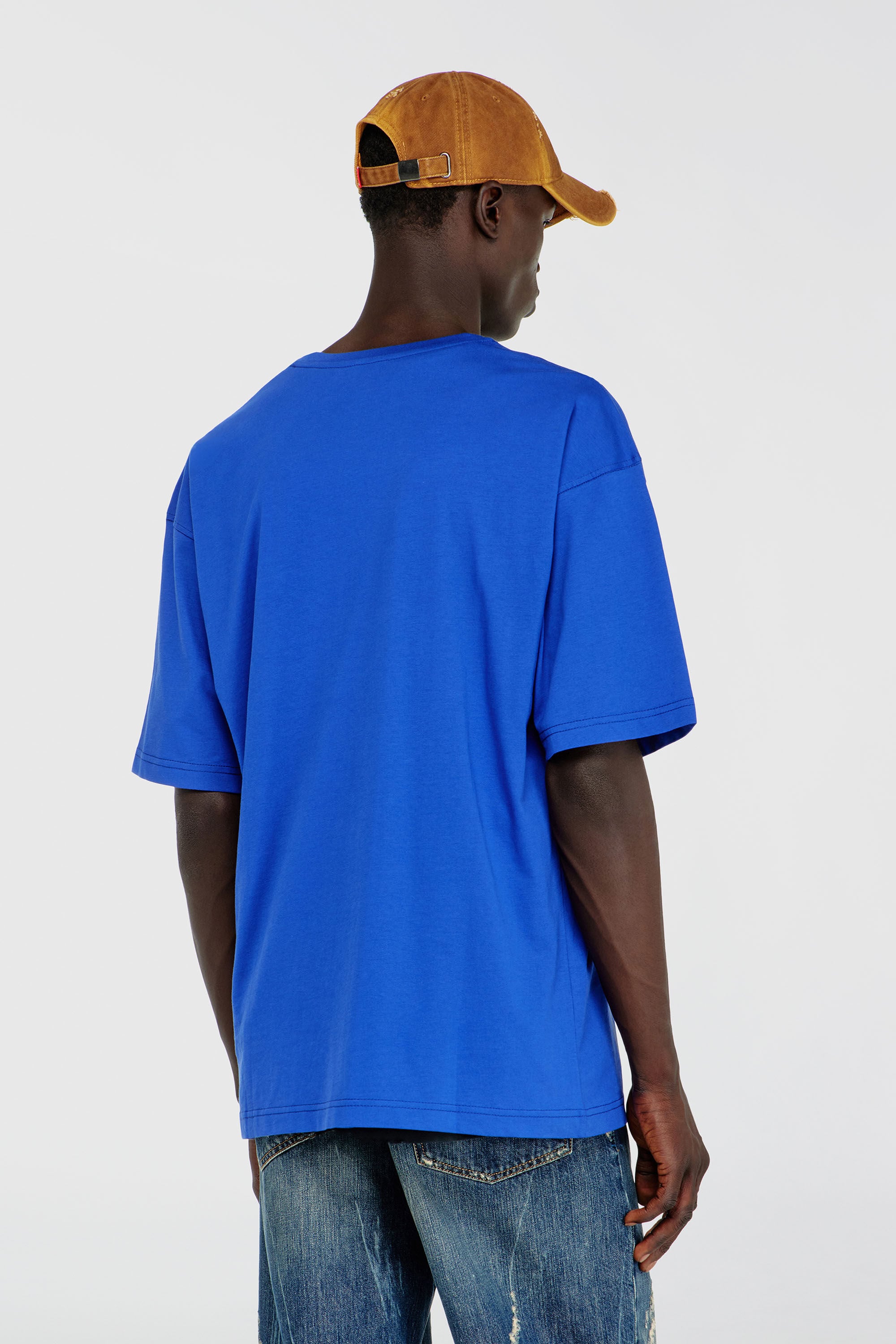 Diesel - T-BOXT-AA1, Man's Cotton T-shirt with bold logo print in Blue/White - 4