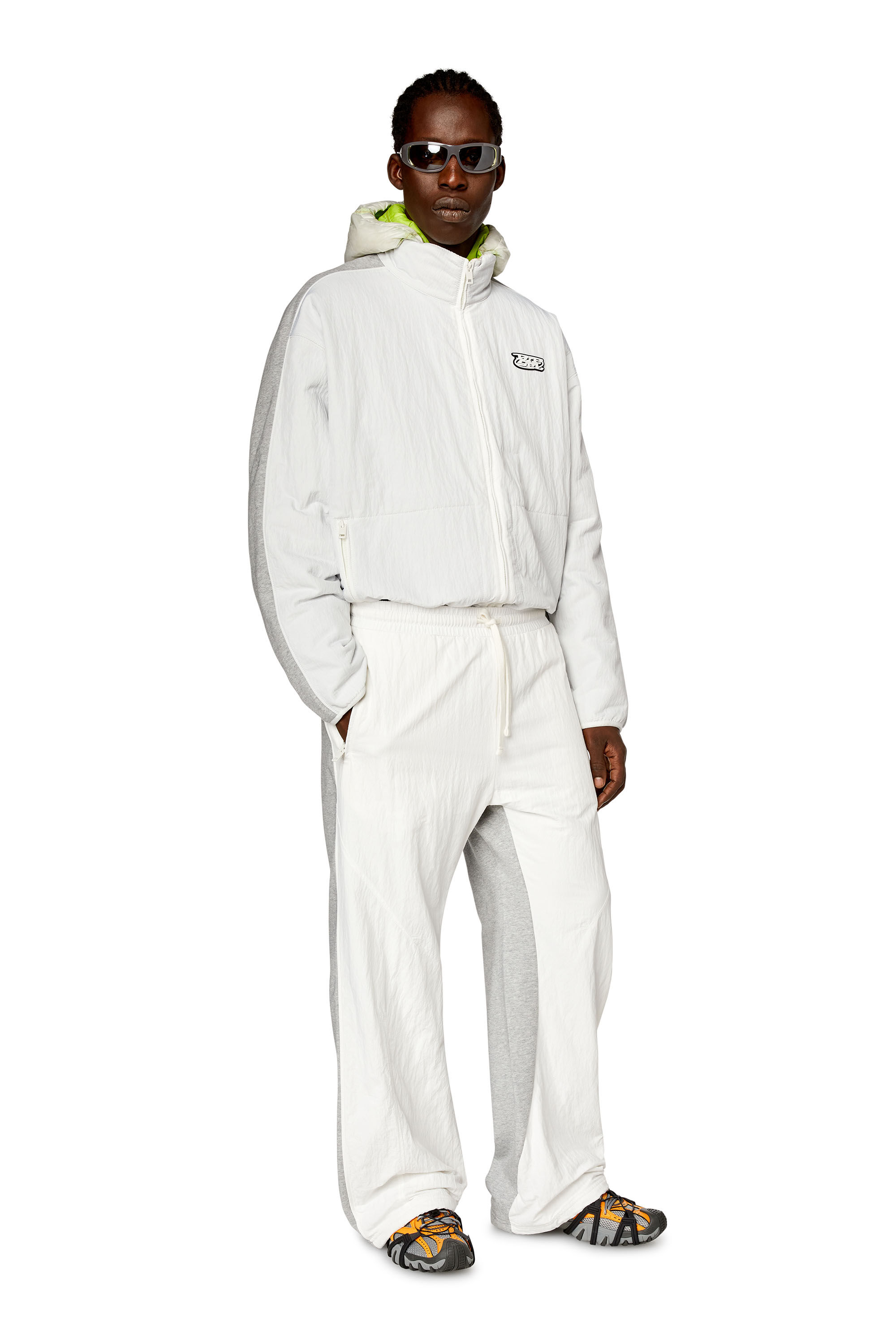 Men's Track pants in crinkled nylon and jersey | Multicolor | Diesel