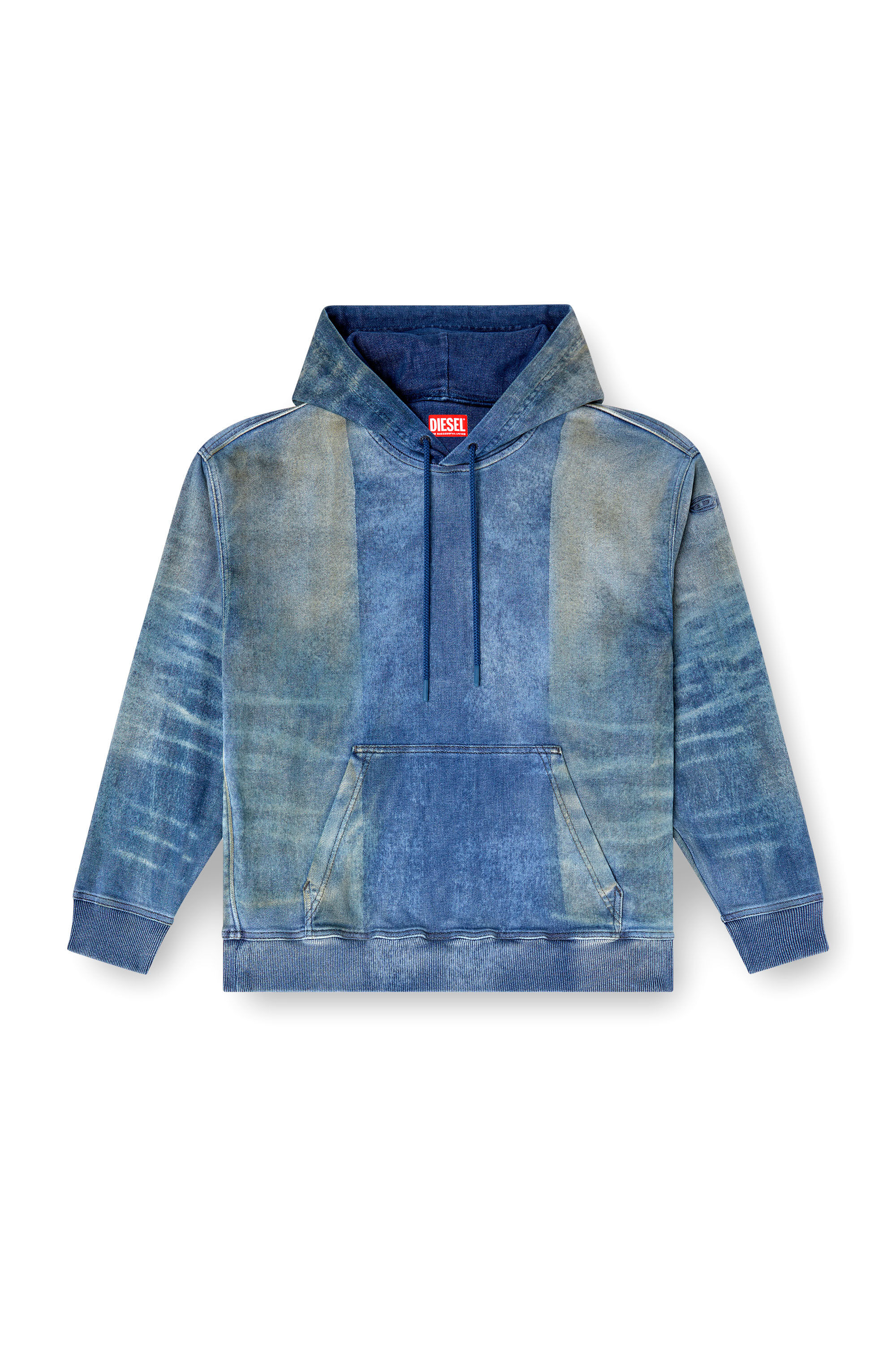 Women's Hoodie in Track Denim with solarised folds | Blue Women's Hoodie in Track Denim with solarised folds | Blue
