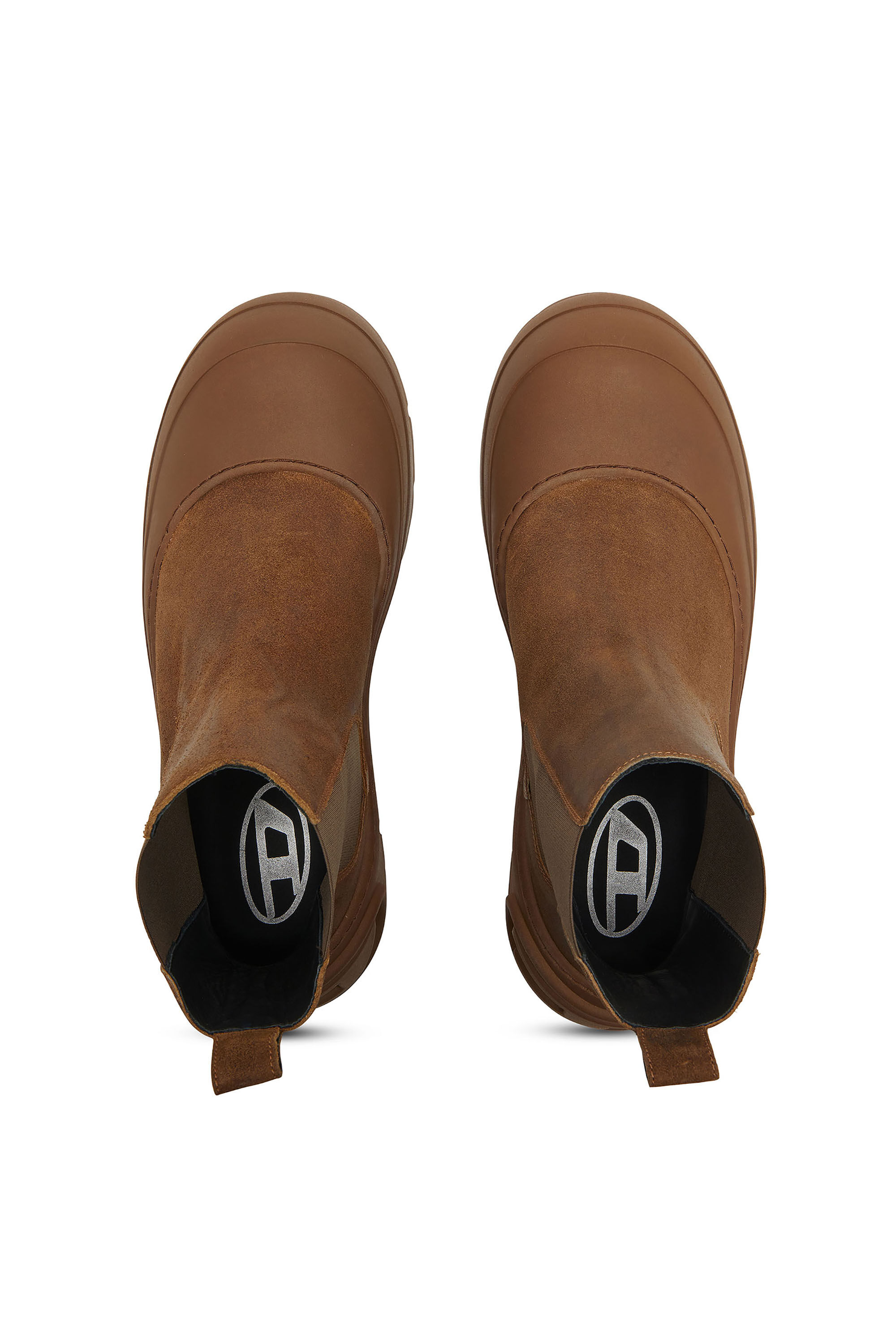 Men's D-Donald-Chelsea boots in waxed suede and rubber | Brown