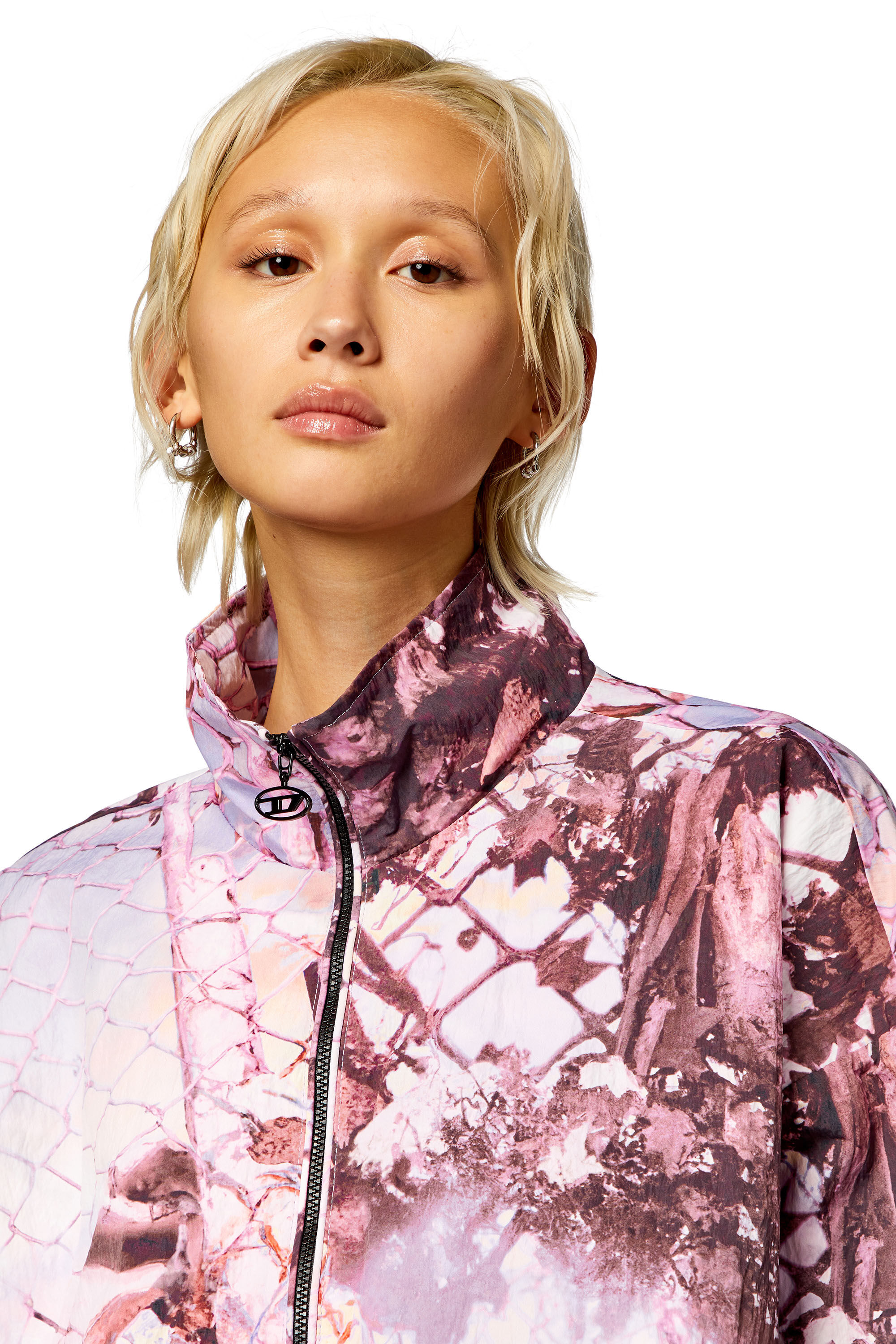 Women's Nylon windbreaker with abstract print | Blue | Diesel