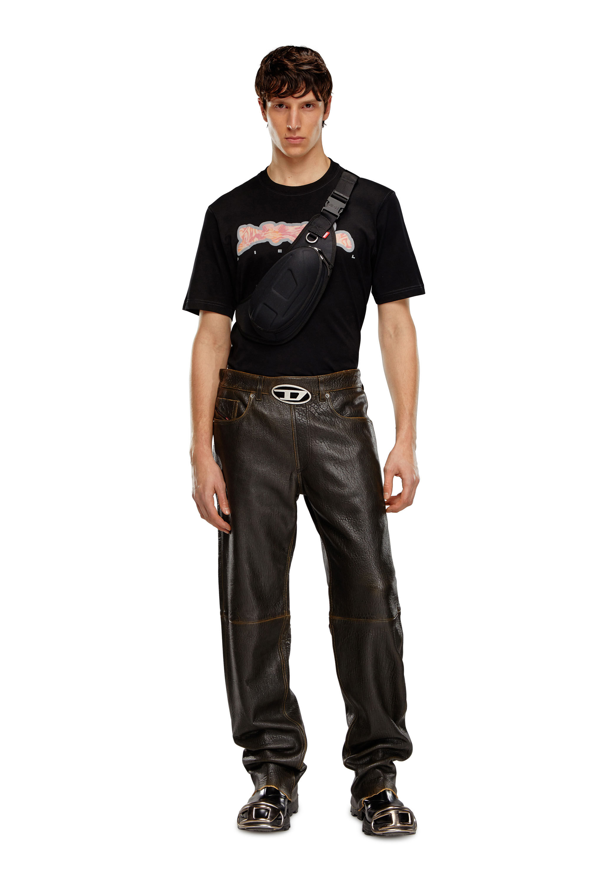 Diesel - T-JUST-N16, Male's T-shirt with zebra-camo motif in Black - 1
