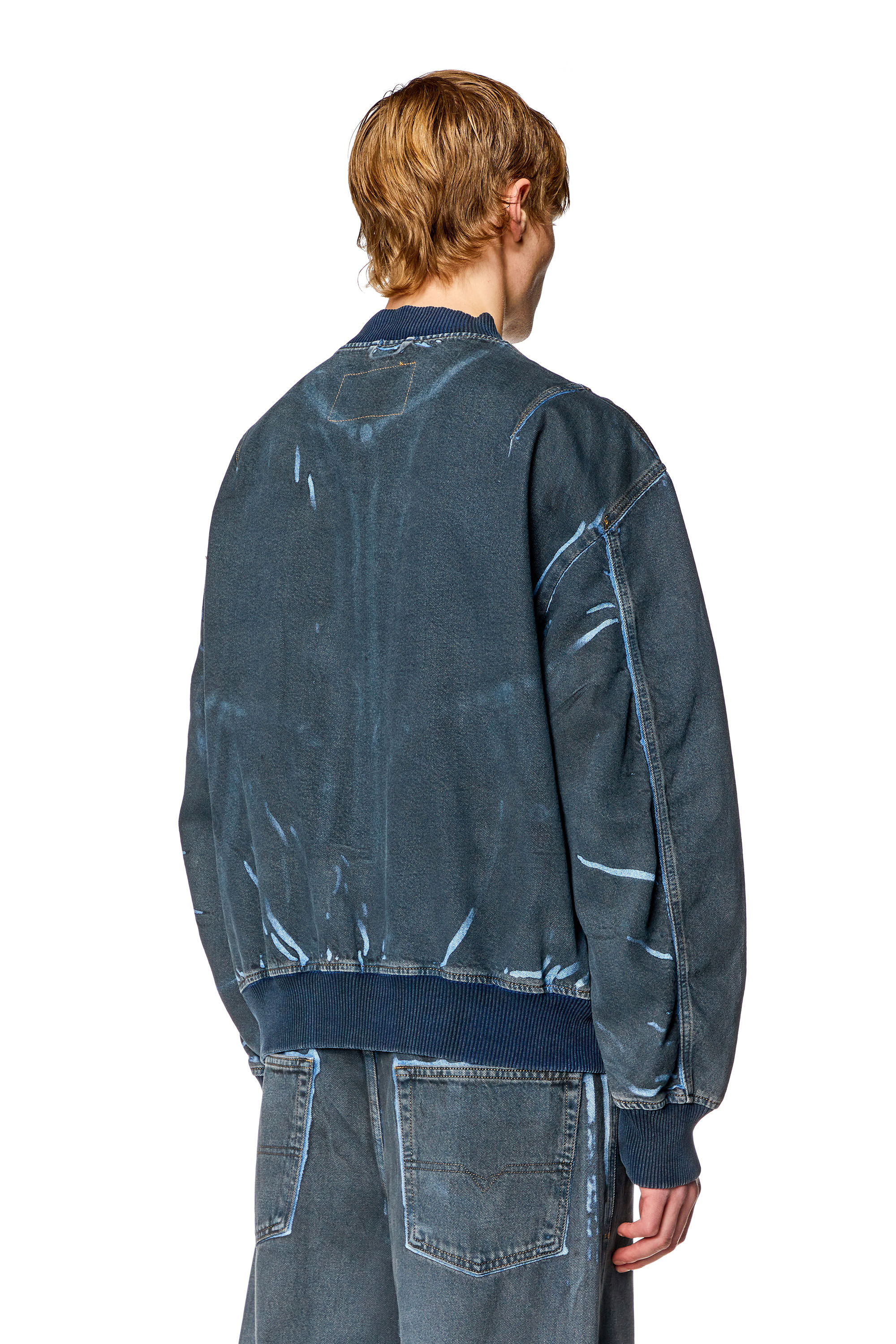 Diesel - D-VINZ-S, Veste bomber en denim enduit effet vieilli Homme in Bleu - 5