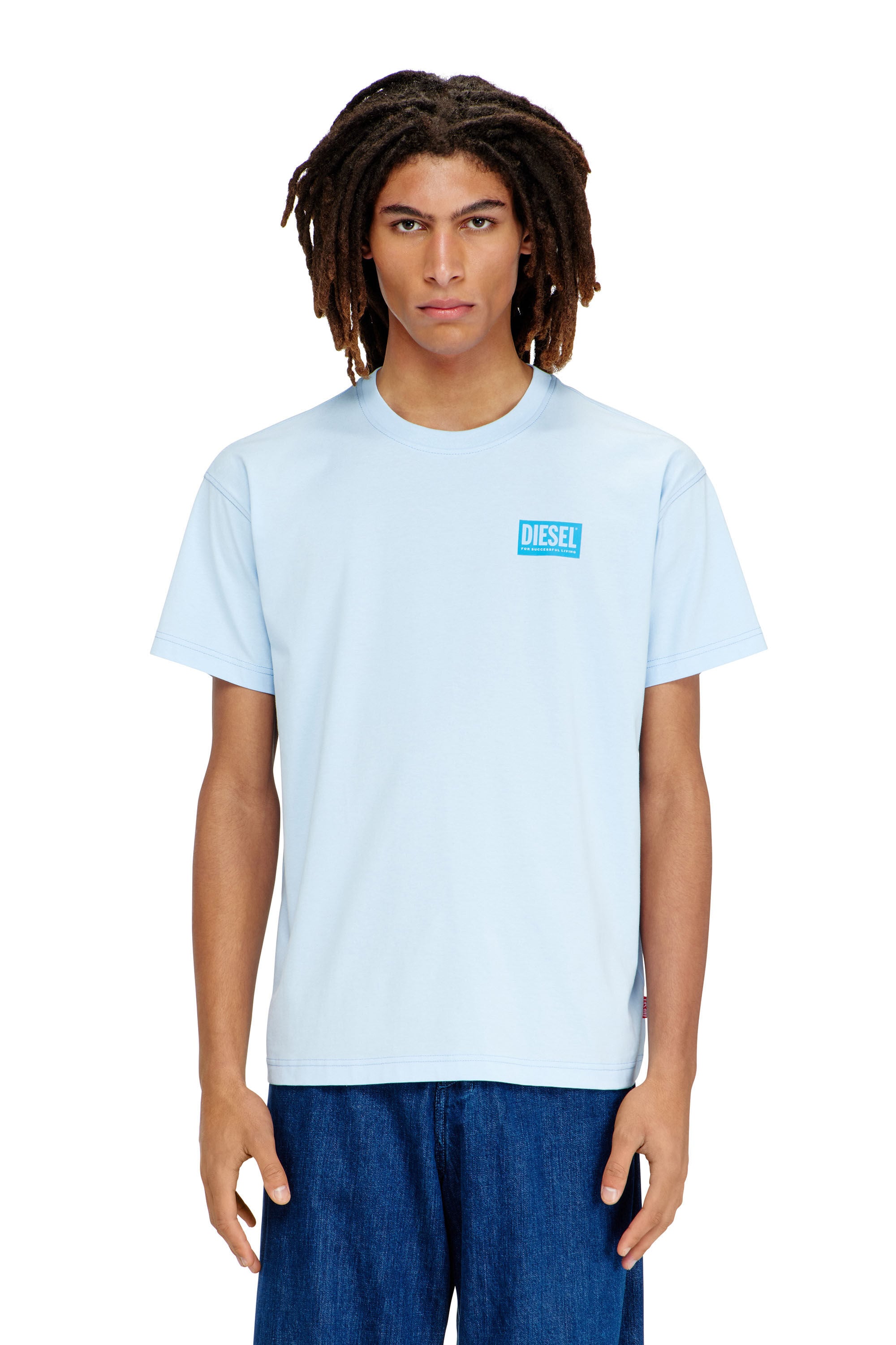 Men's T-shirt with plastisol print | Blue | Diesel US