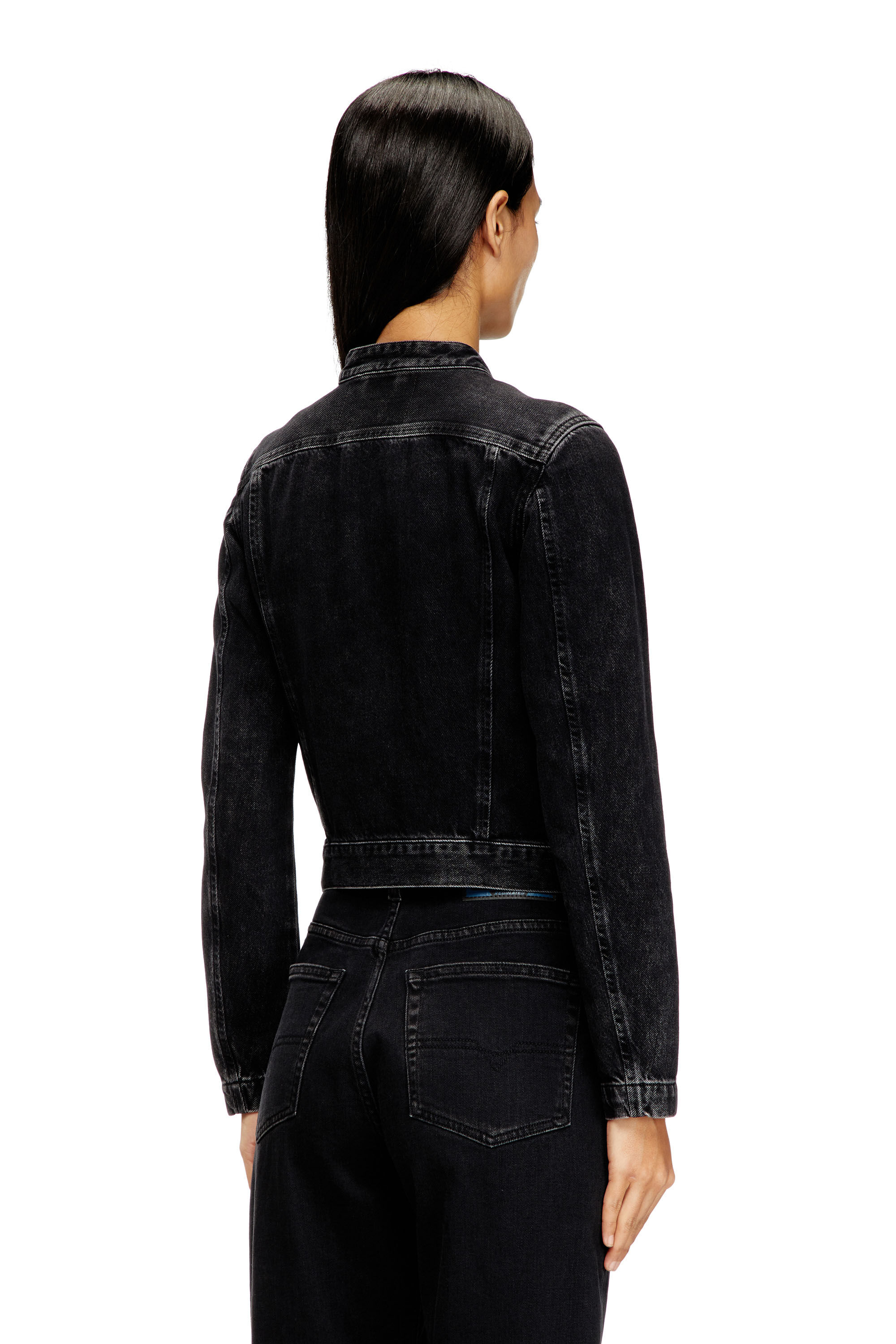 Diesel - DE-MORNIN, Woman's Moto jacket in denim in clean-wash denim in Black - 5