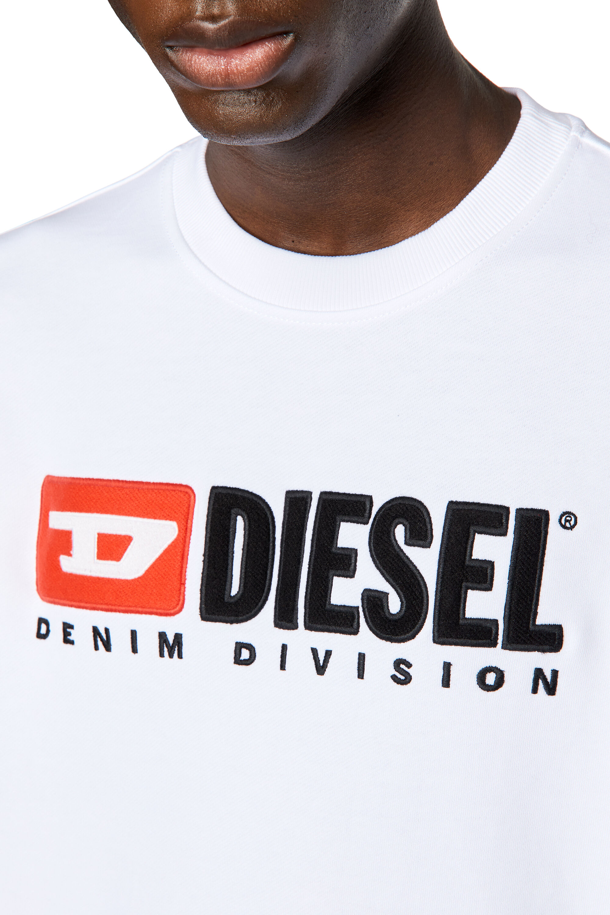 Diesel - S-GINN-DIV, Man's Sweatshirt with logo appliqu&eacute; in White - 5