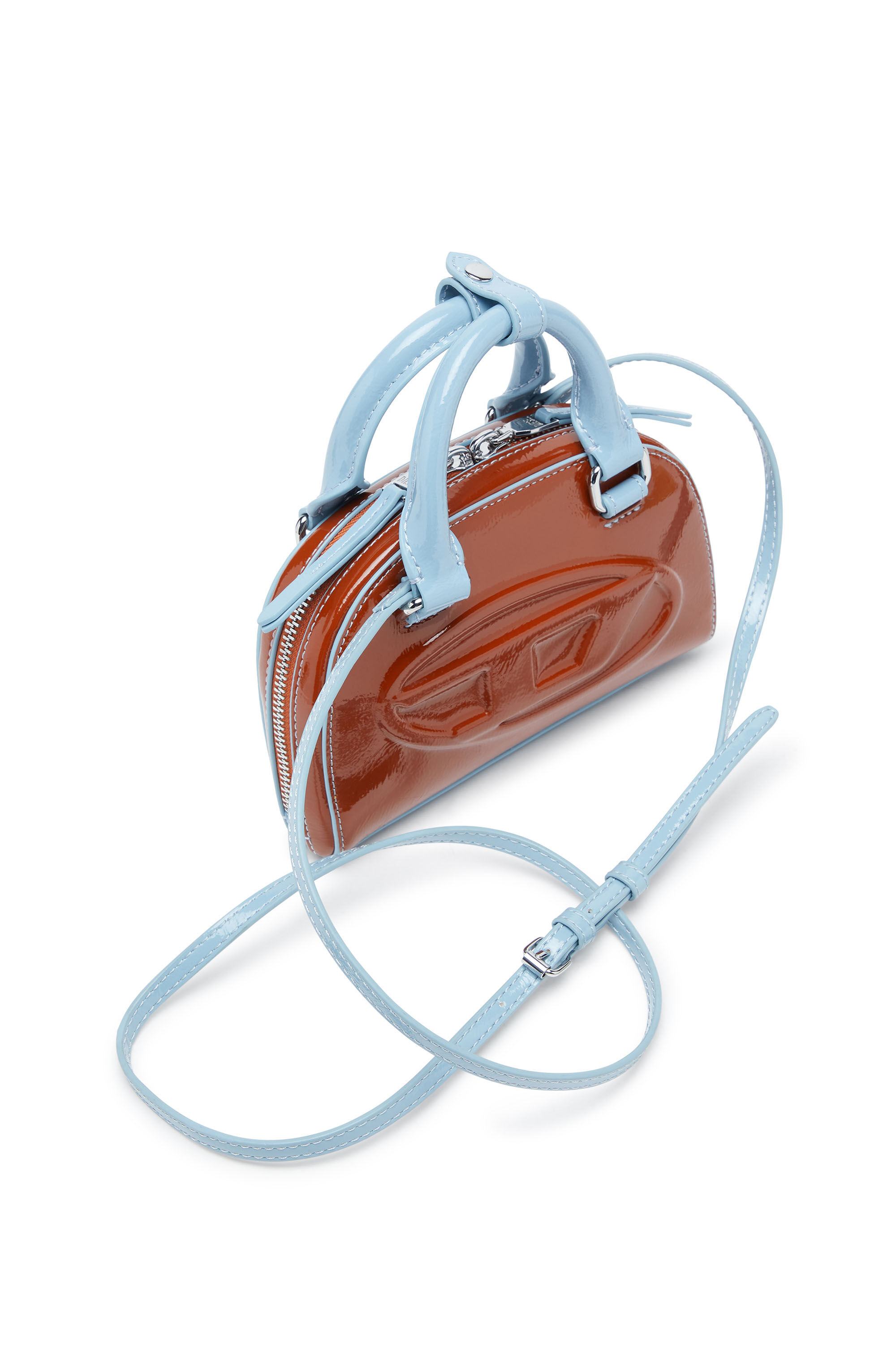 Women's 1DR Dome-Slim bowling bag with naplak effect | Brown | Diesel