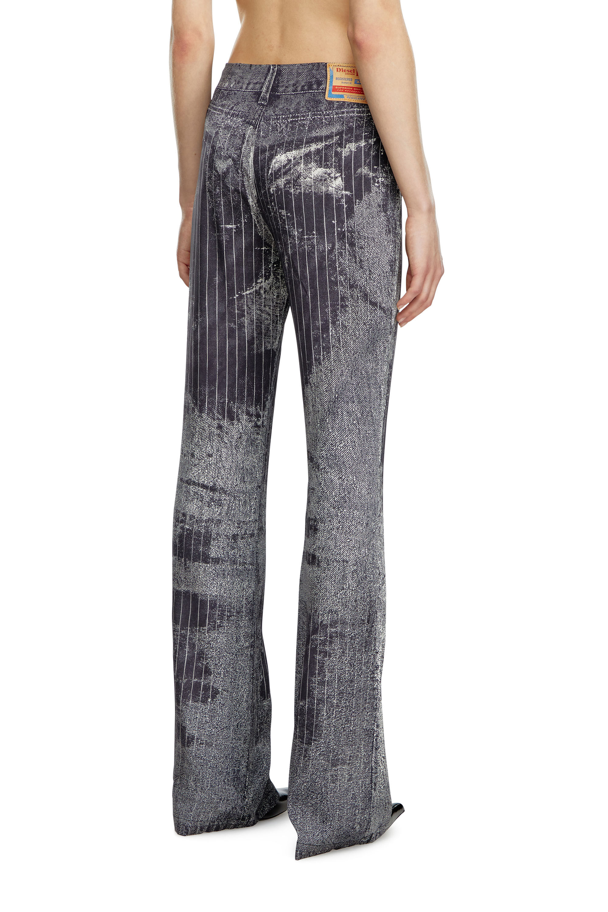 Diesel - P-RETTY, Female's Bootcut satin pants with pinstripe print in Black - 5