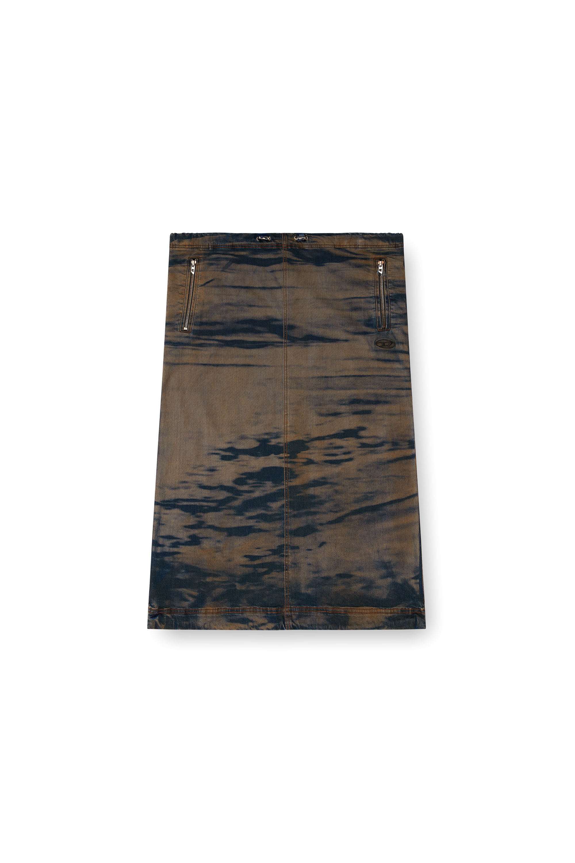Diesel - O-MIRTOW-DEN, Female's Midi denim skirt with drawstring in Black/Brown - 2