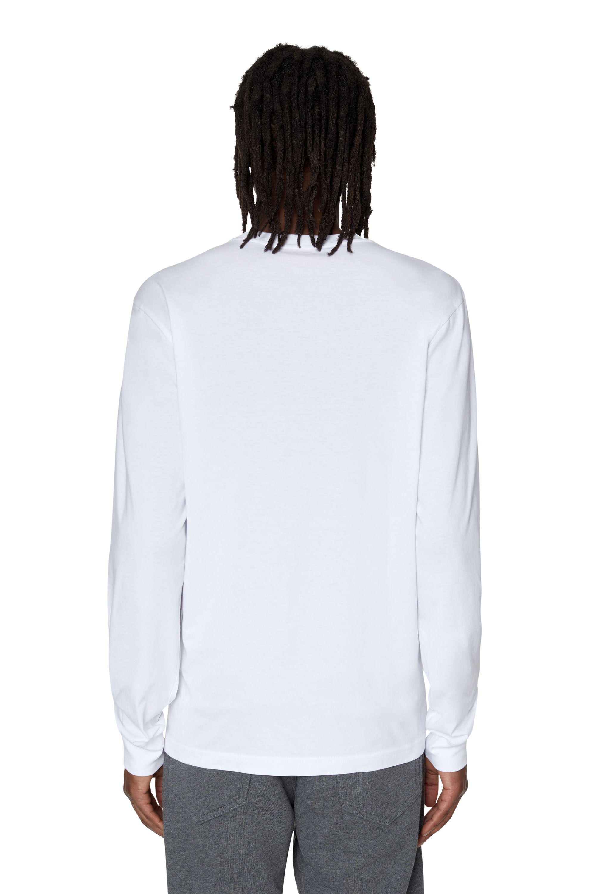 Diesel - T-JUST-LS-D, Man's Long-sleeve T-shirt with logo patch in White - 5