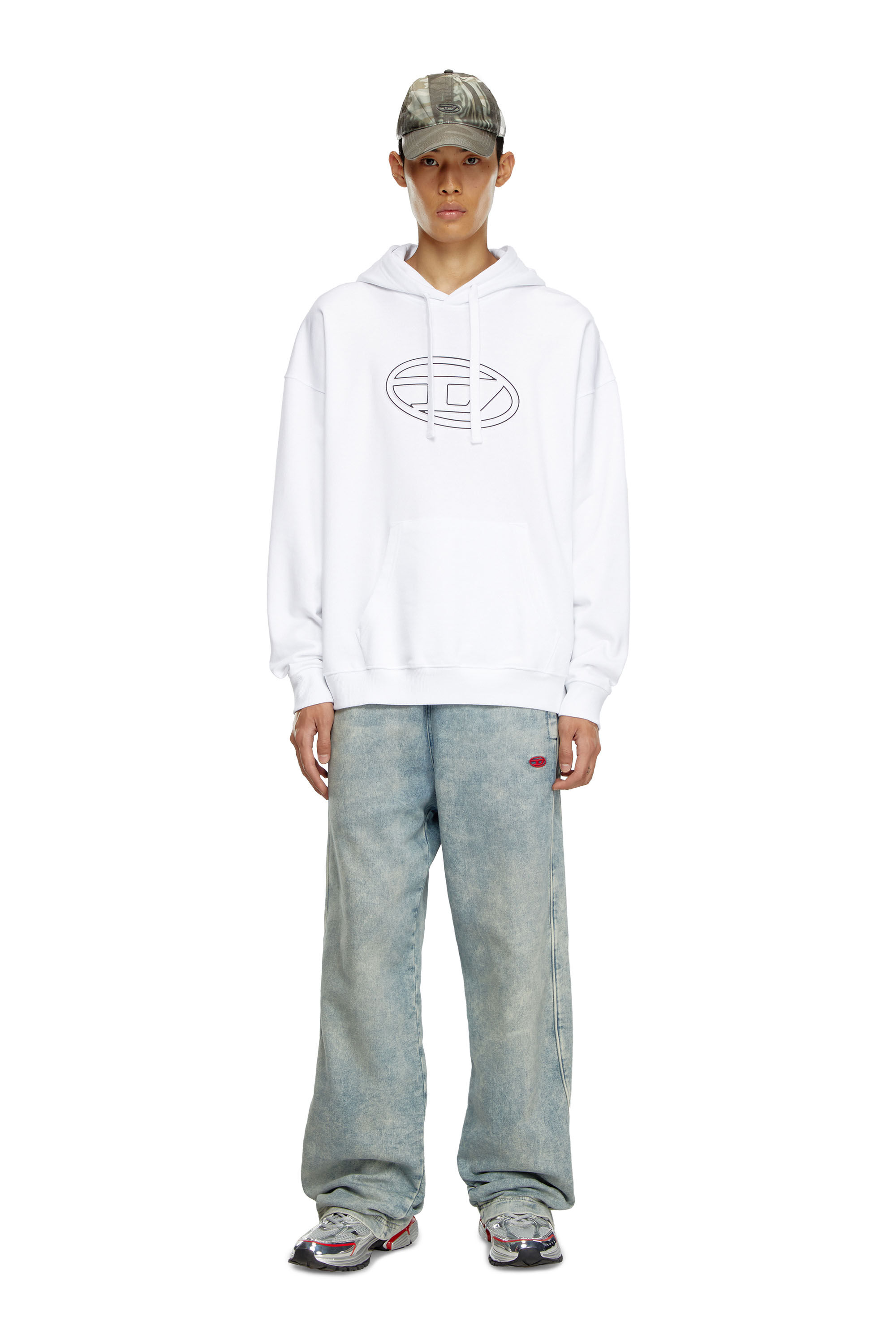 Diesel - S-UMMER-BIGOVAL, Male's Hoodie with embossed logo in White - 1