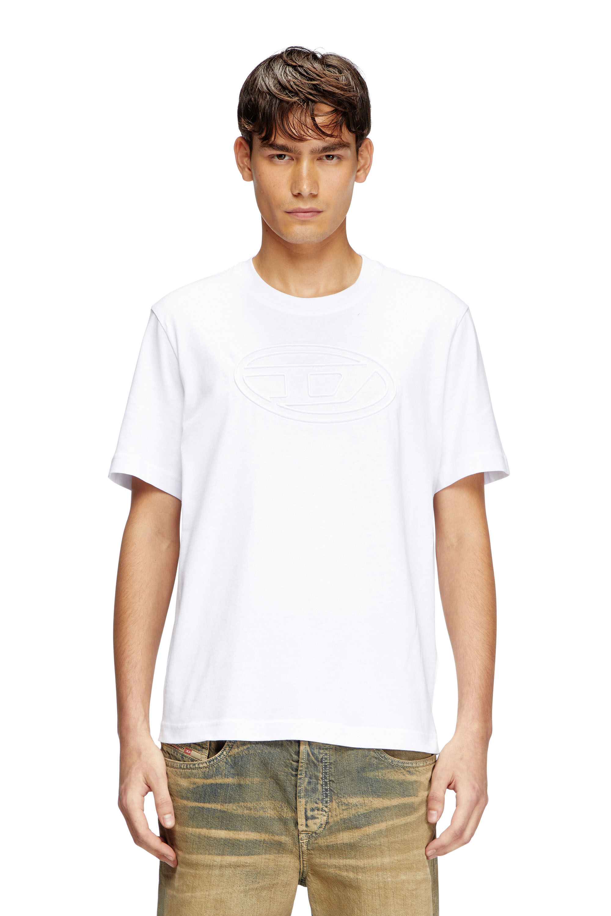 Men's T-shirt with embossed Oval D | White | Diesel