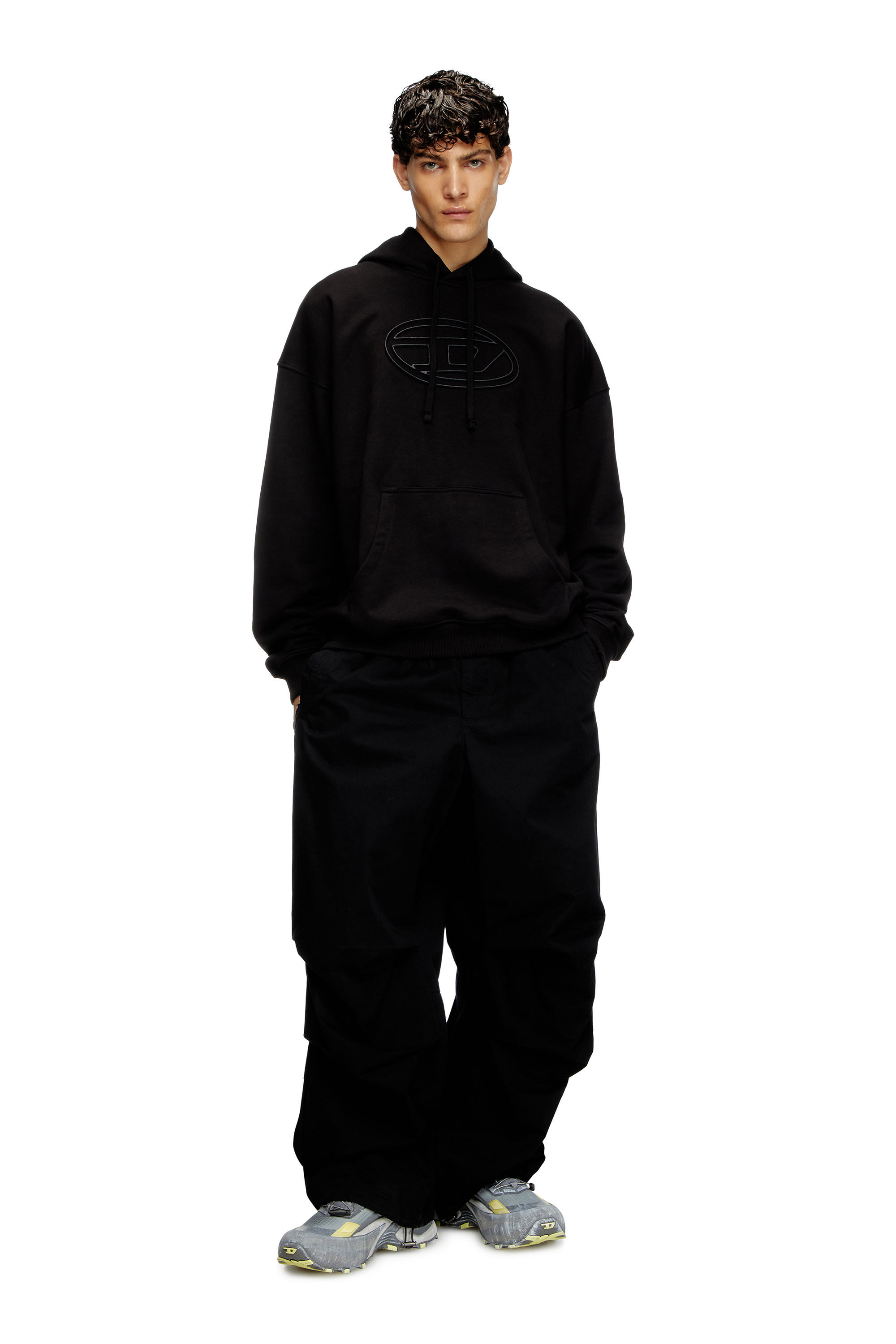 Men's Hoodie with embossed Oval D | Black | Diesel