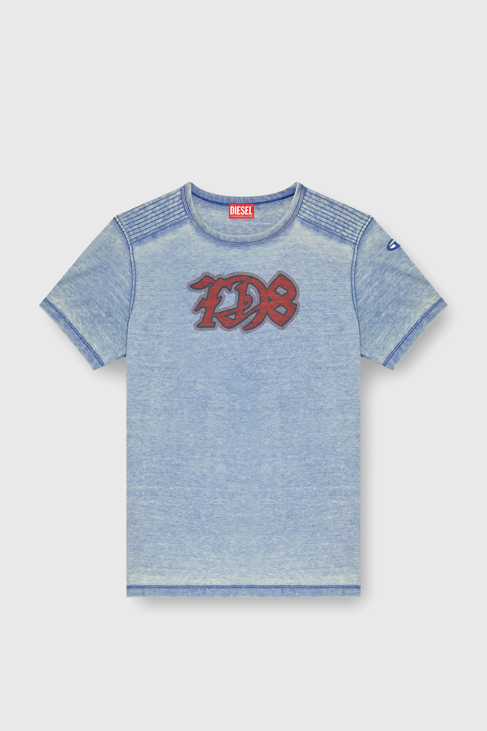 Diesel - T-DOMY, Camiseta con efecto burnout y estampado D78 Hombre in Azul marino - 2