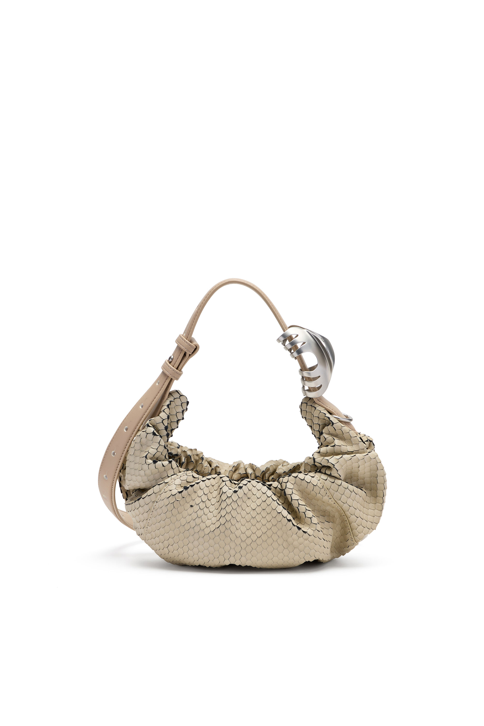 Women's Grab-D-Small scrunched hobo bag in snake-effect leather