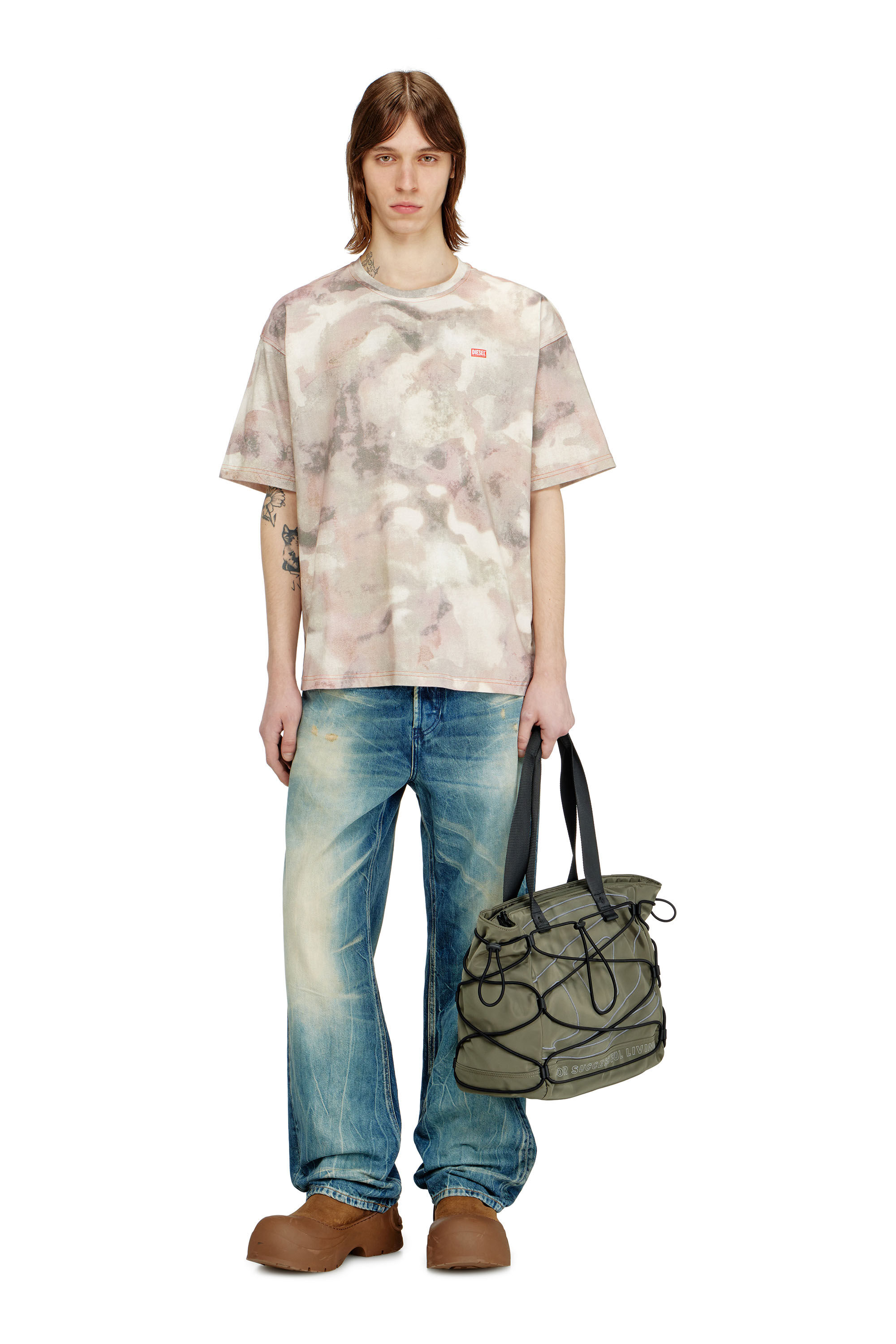 Men's Heavy cotton T-shirt with camo print | Multicolor | Diesel US