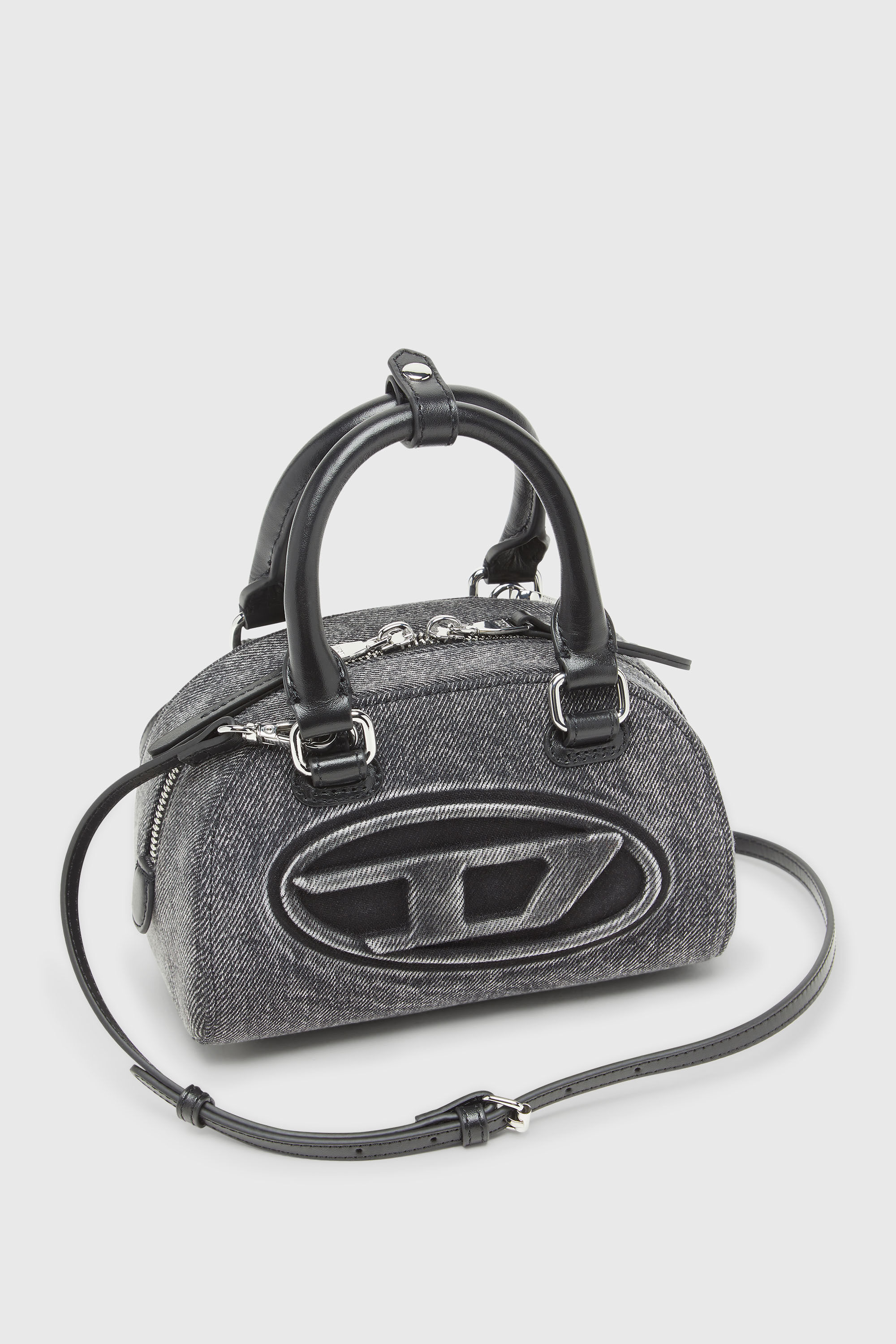 Women's 1DR Dome-Small bowling bag in washed denim | Grey | Diesel