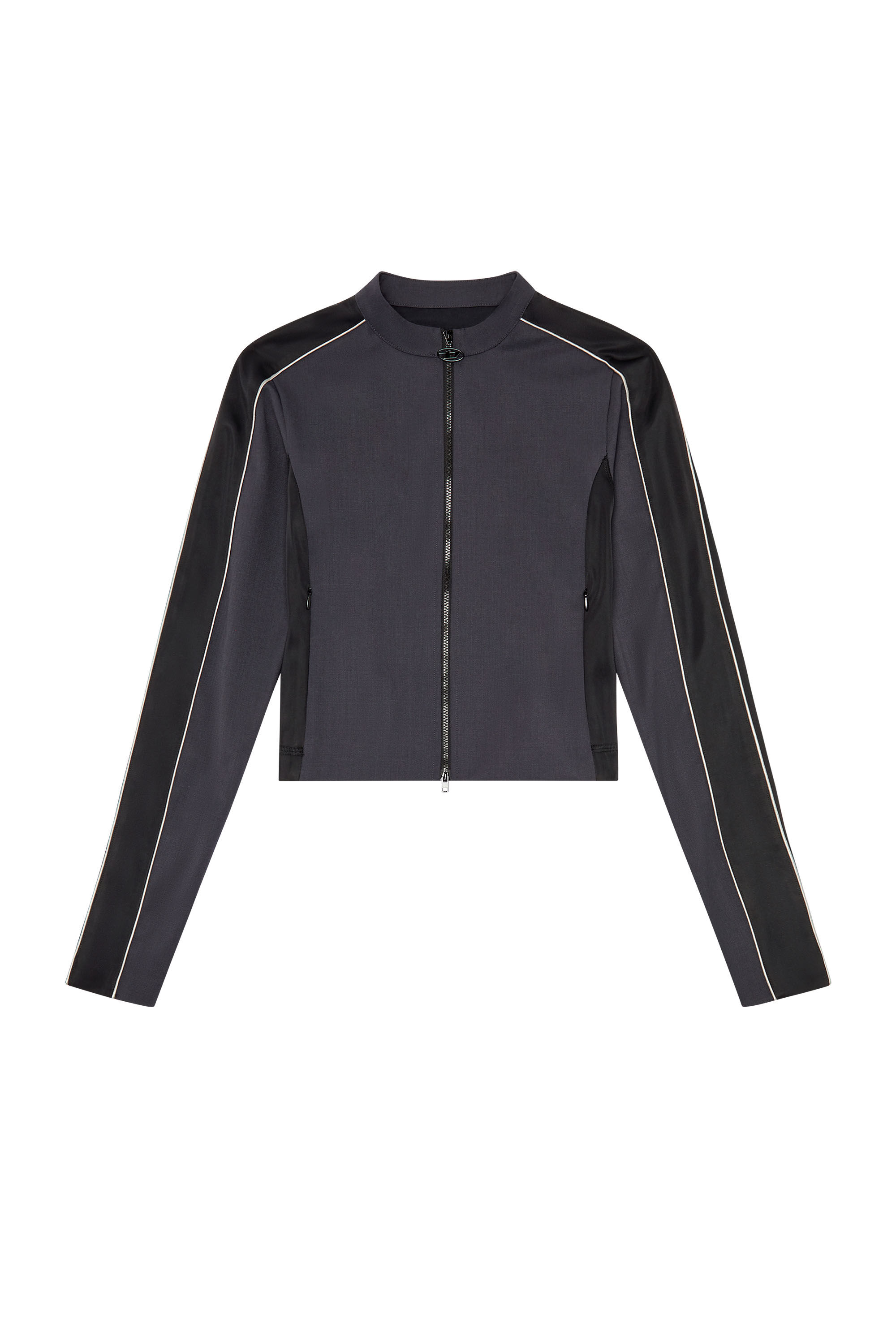 Diesel - G-FORT, Woman's Racer jacket in double-knit and wool blend in Black/Grey - 2