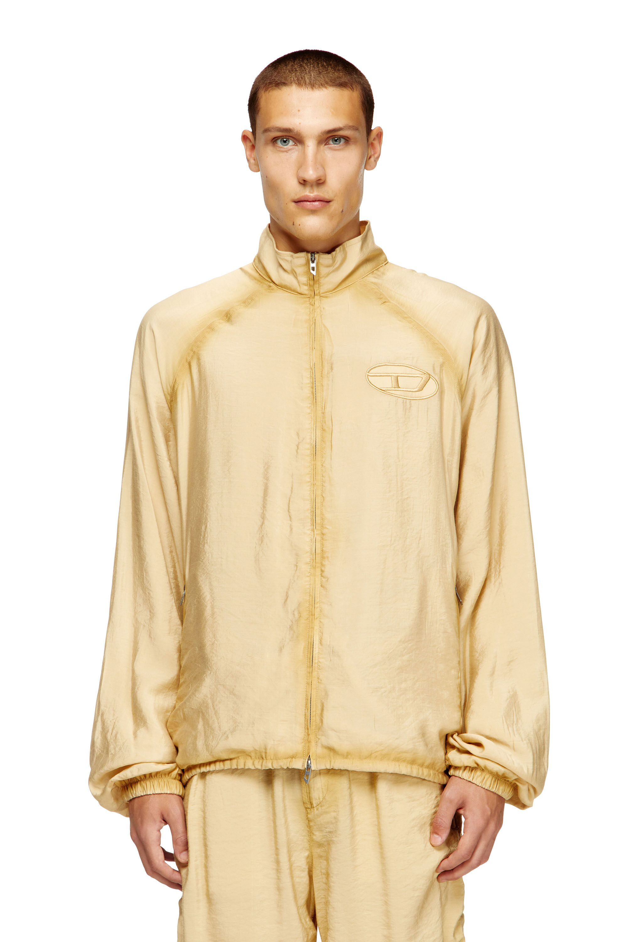 Diesel - J-HENRI-SOUVENIR, Male's Souvenir-style embroidered track jacket in Beige - 3