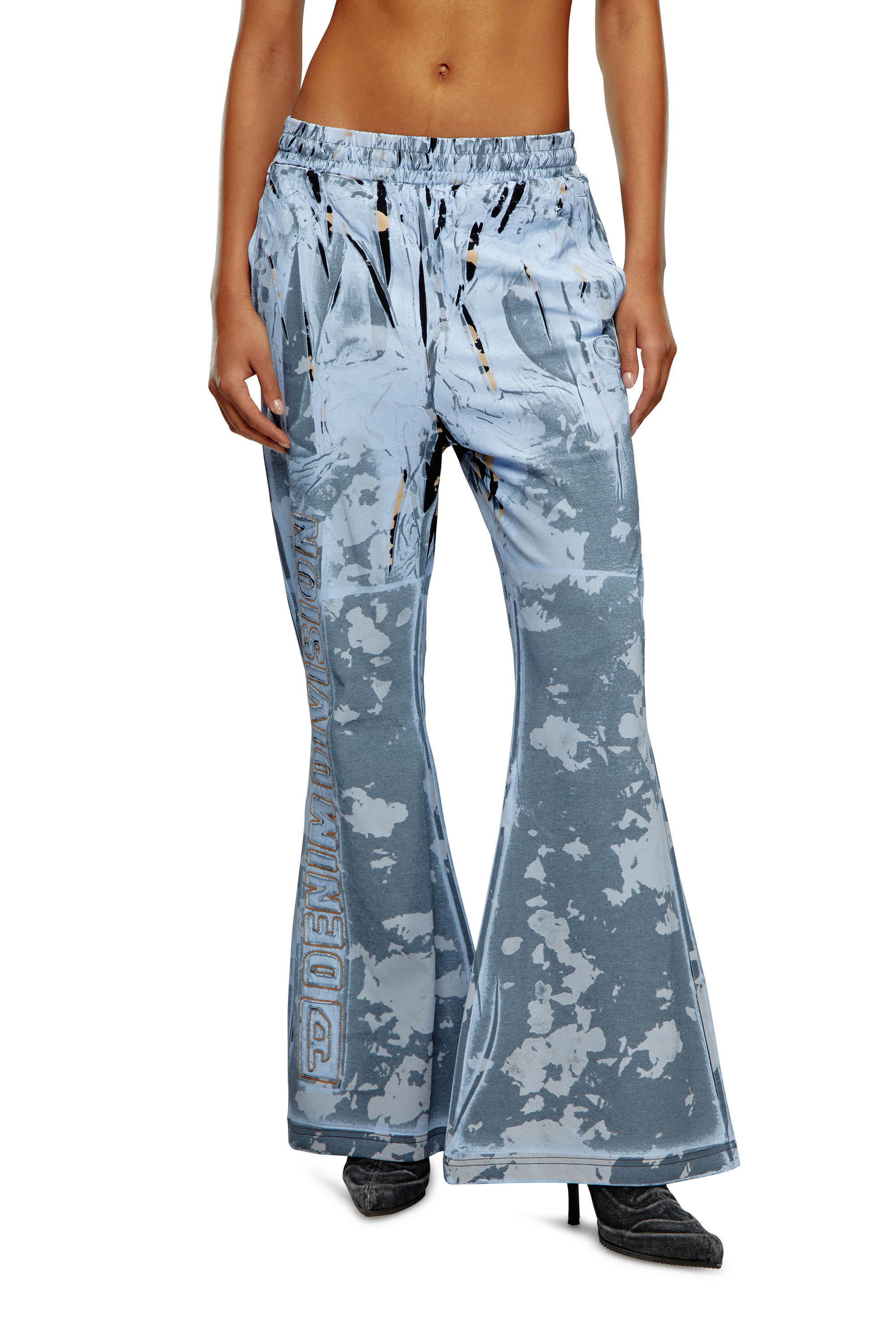 Diesel - P-BELB-P1, Unisex's Flared track pants in coated jersey in Light Blue - 6