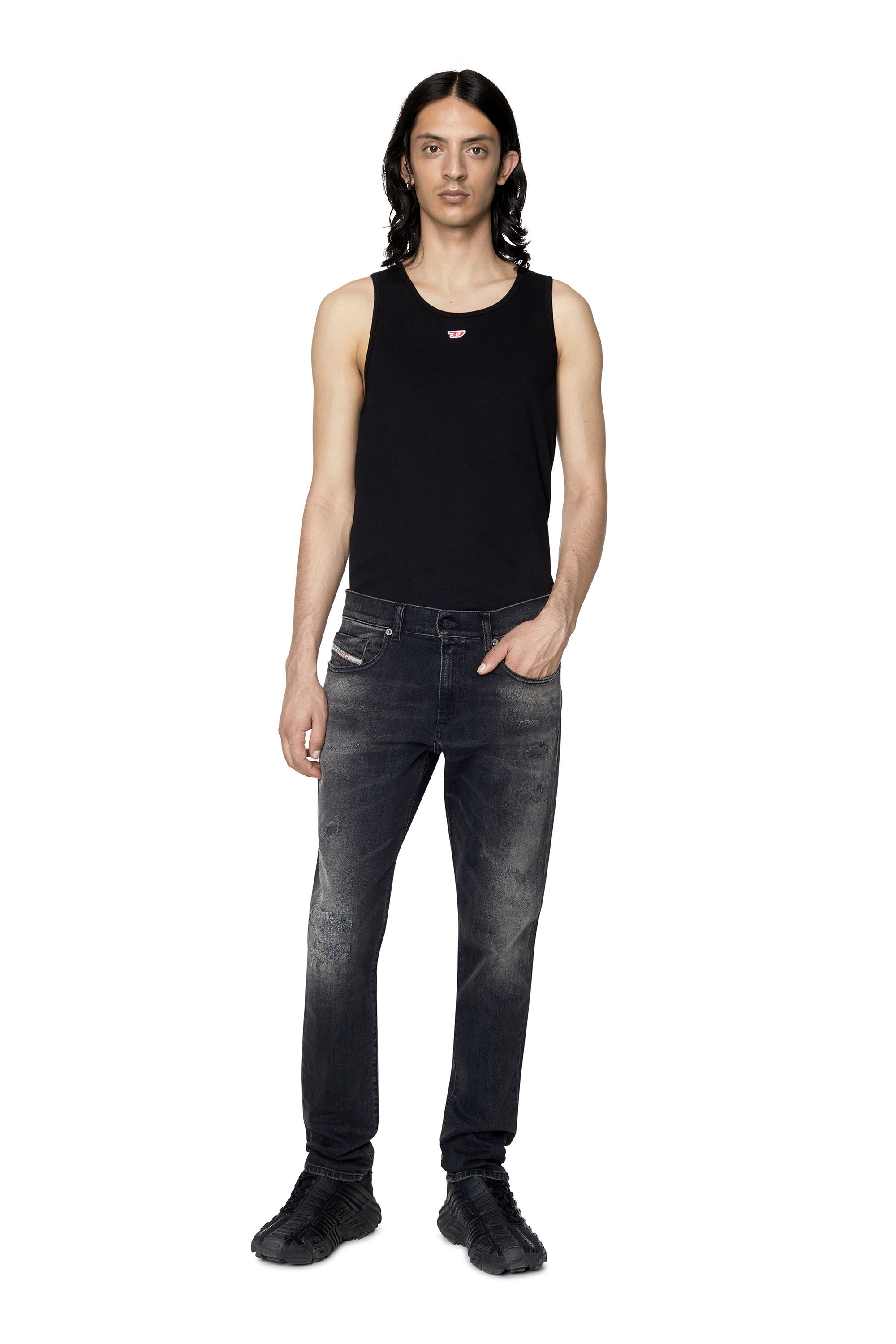 Diesel - Slim Jeans 2019 D-Strukt 09E05, Man's Slim Jeans - 2019 D-Strukt in Black/Dark grey - 5