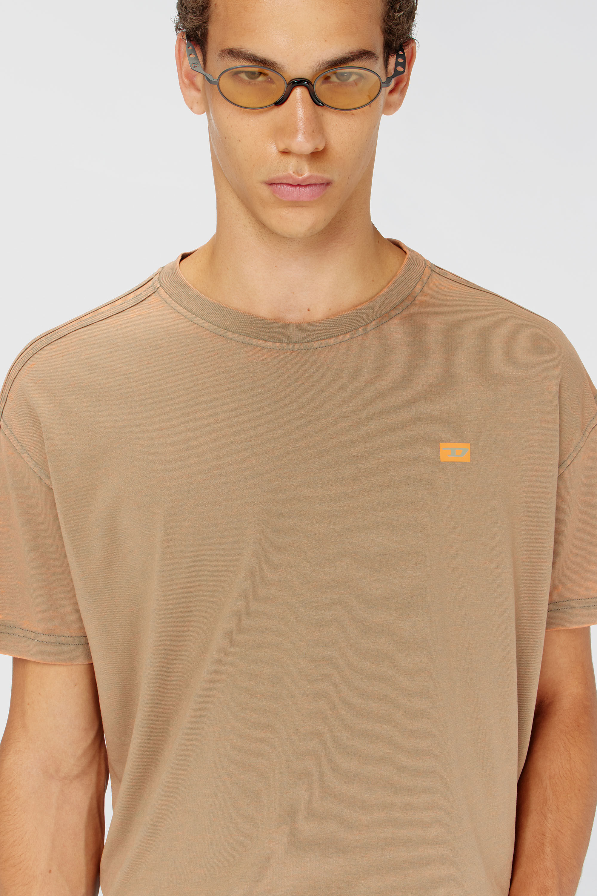 Diesel - T-WAYAN, Man's Long-sleeve T-shirt in burnout jersey in Light Brown - 3