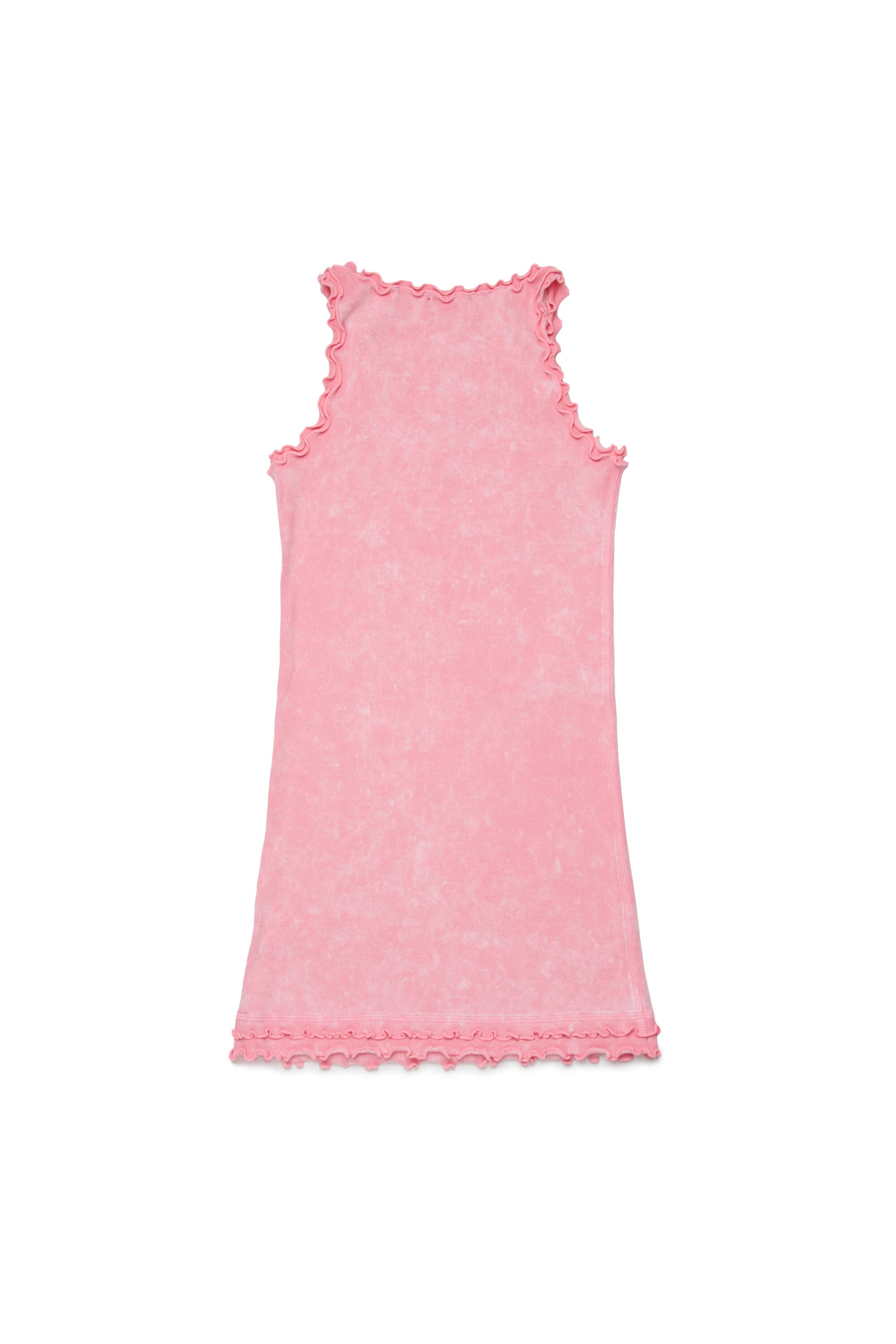 Diesel - DRALIA, Woman's Ribbed dress with ruffled edges in Pink - 2