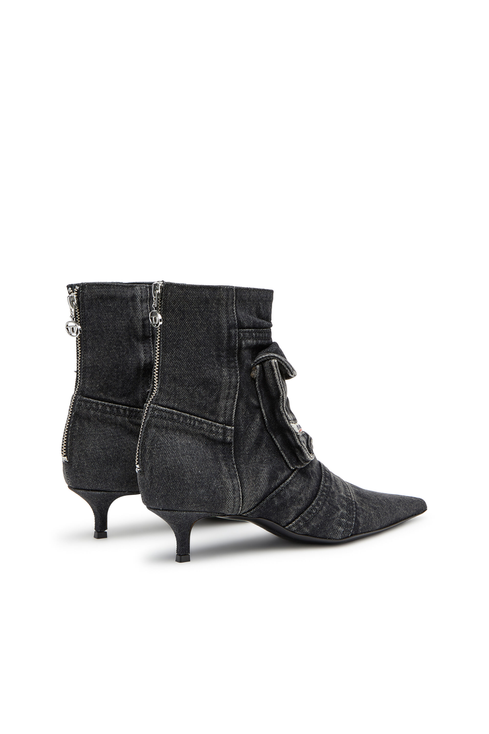 Diesel - D-VENUS POCKET LB, Female's D-Venus-Cargo ankle boots in washed denim in Black - 3